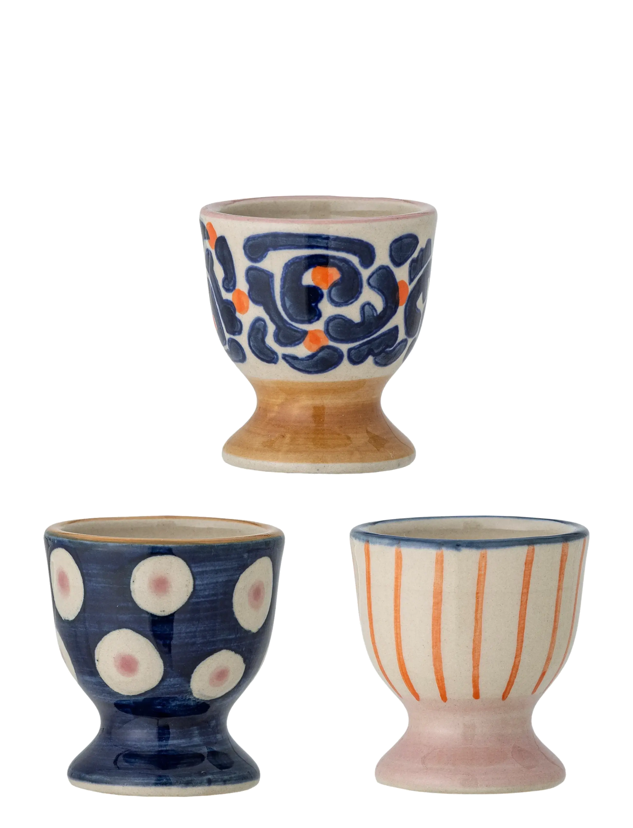 Bloomingville Eviaya Egg Cup, Blue, Stoneware, Egg Kop, Multi/mønstret, Str: ONE SIZE