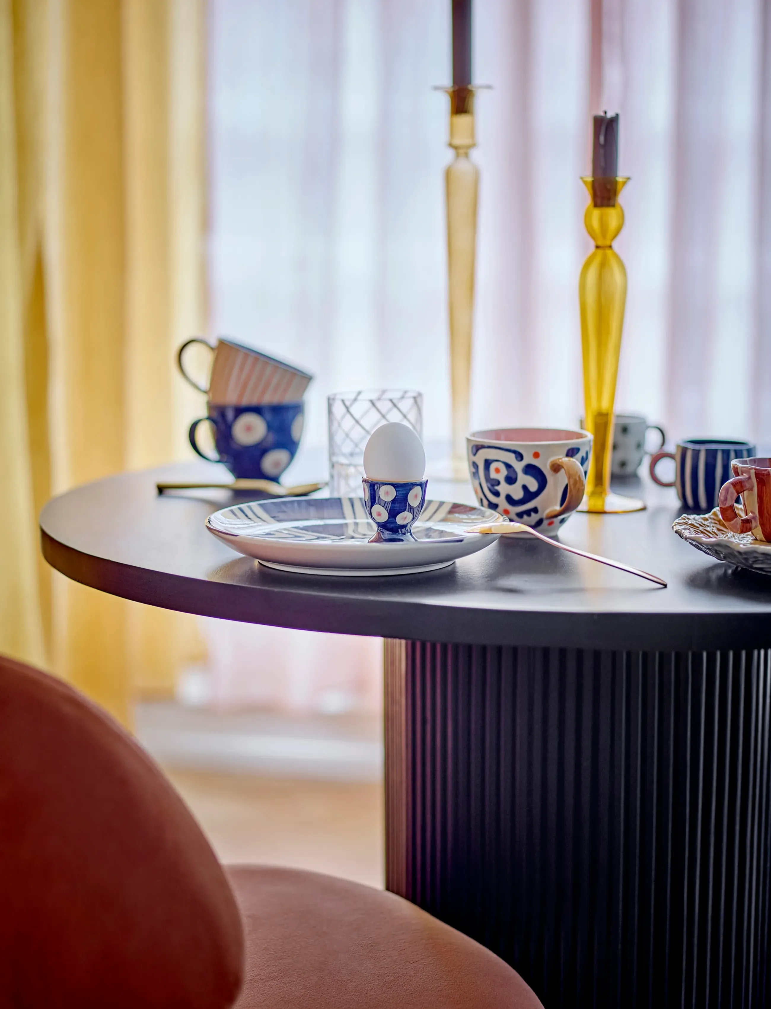 Bloomingville - Eviaya Egg Cup, Blue, Stoneware - kiaušinių indeliai - blue - 5