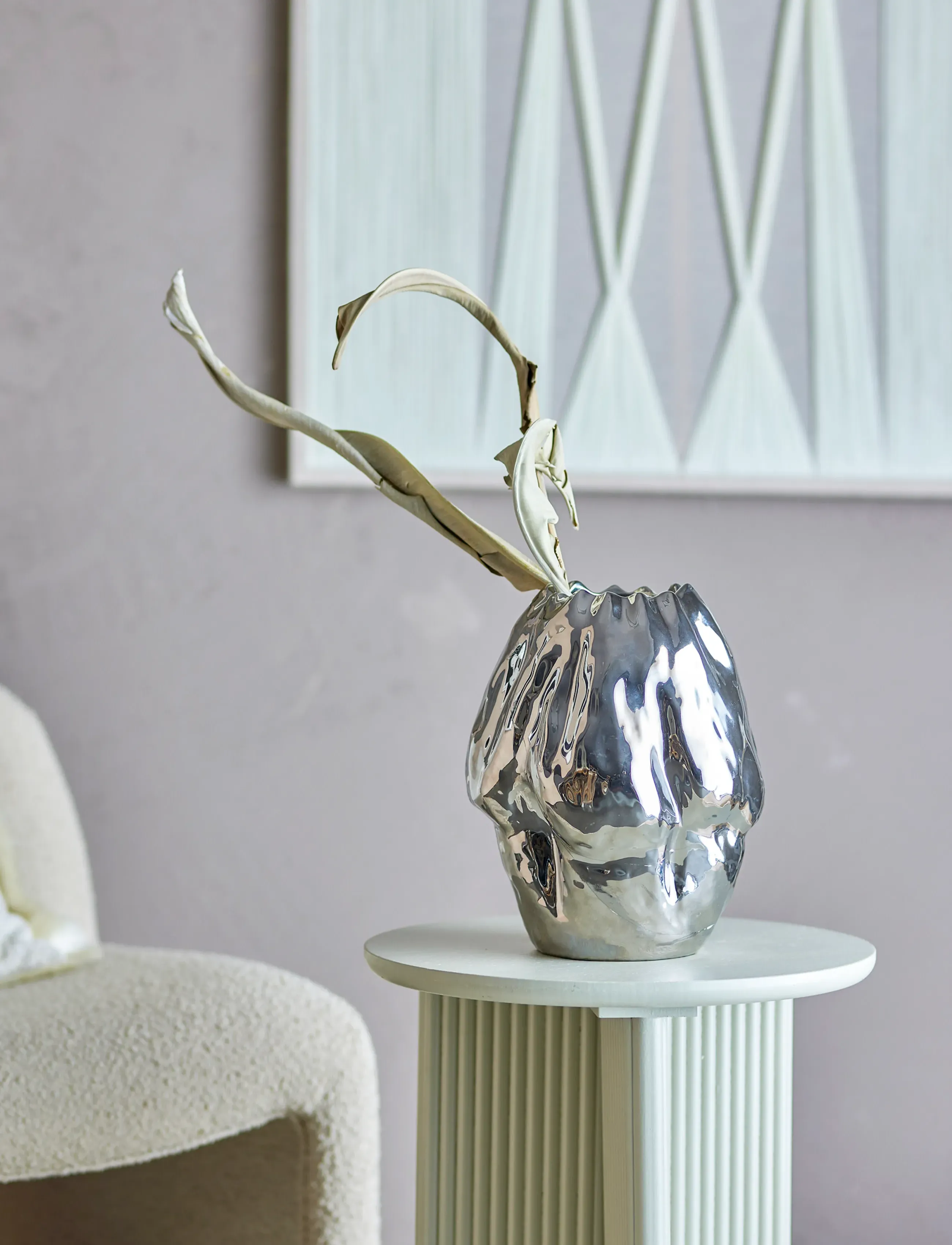 Bloomingville Bobby Vase, Ø 23.5 cm, Silver, Vases > Other Vases, Unisex