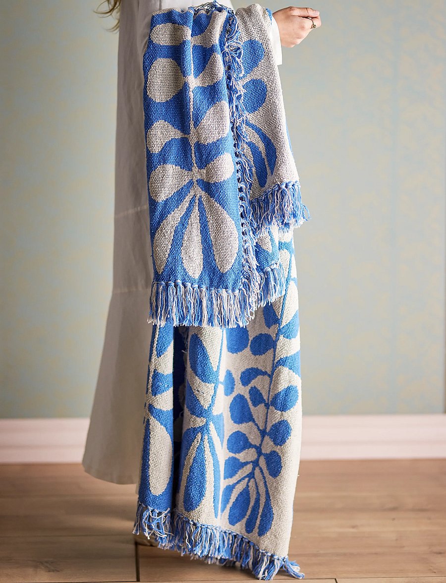 Bloomingville - Nevine Throw - pleedid - blue - 0