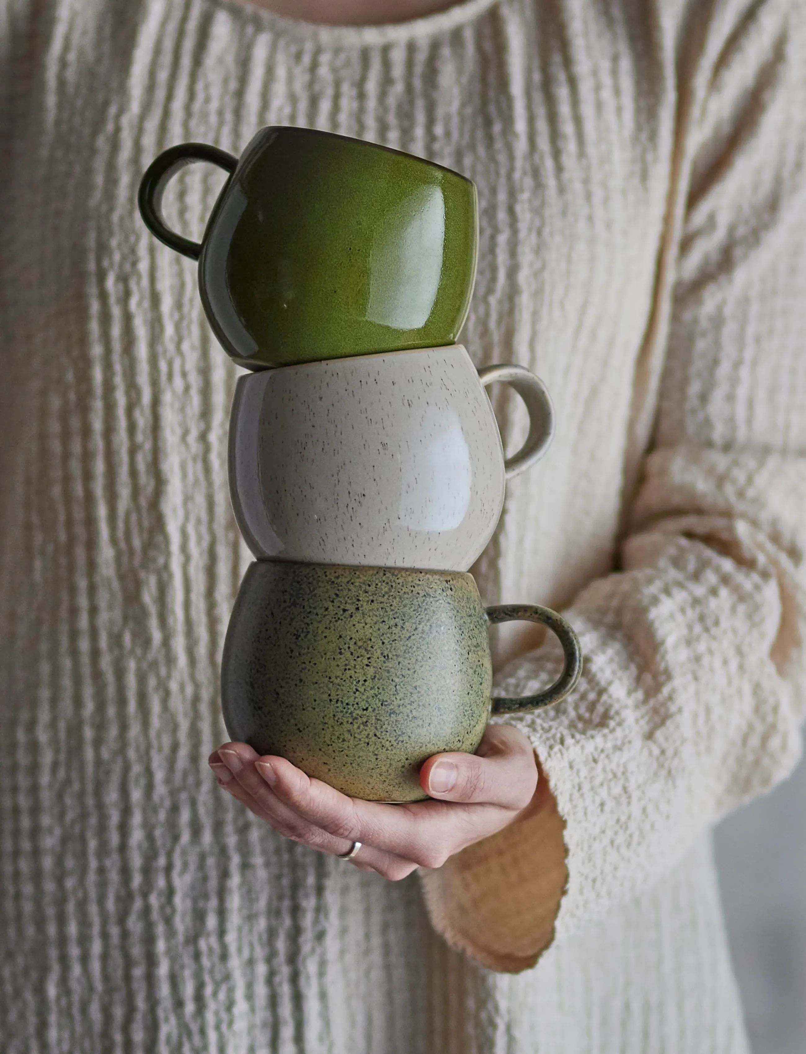 Bloomingville - Addison Mug, Green, Stoneware - tea cups - green - 5