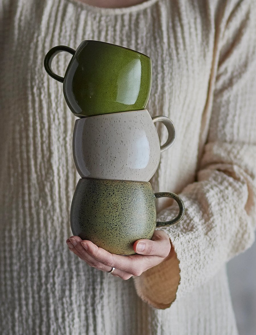 Bloomingville - Addison Mug, Green, Stoneware - teetassen - green - 5