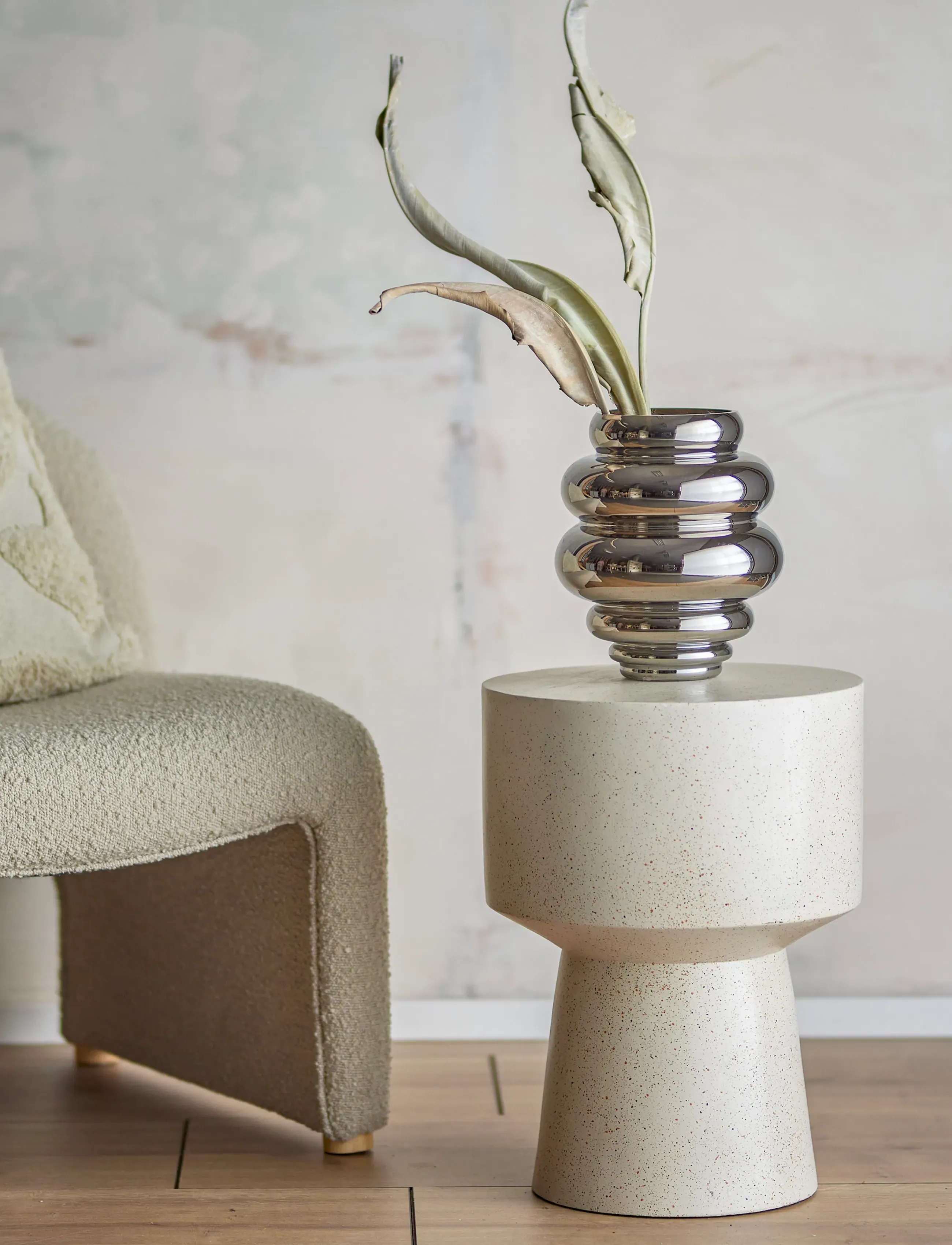 Bloomingville Zorya Vase, Ø 21 cm, Vases, Silber - Cylinder Homeware