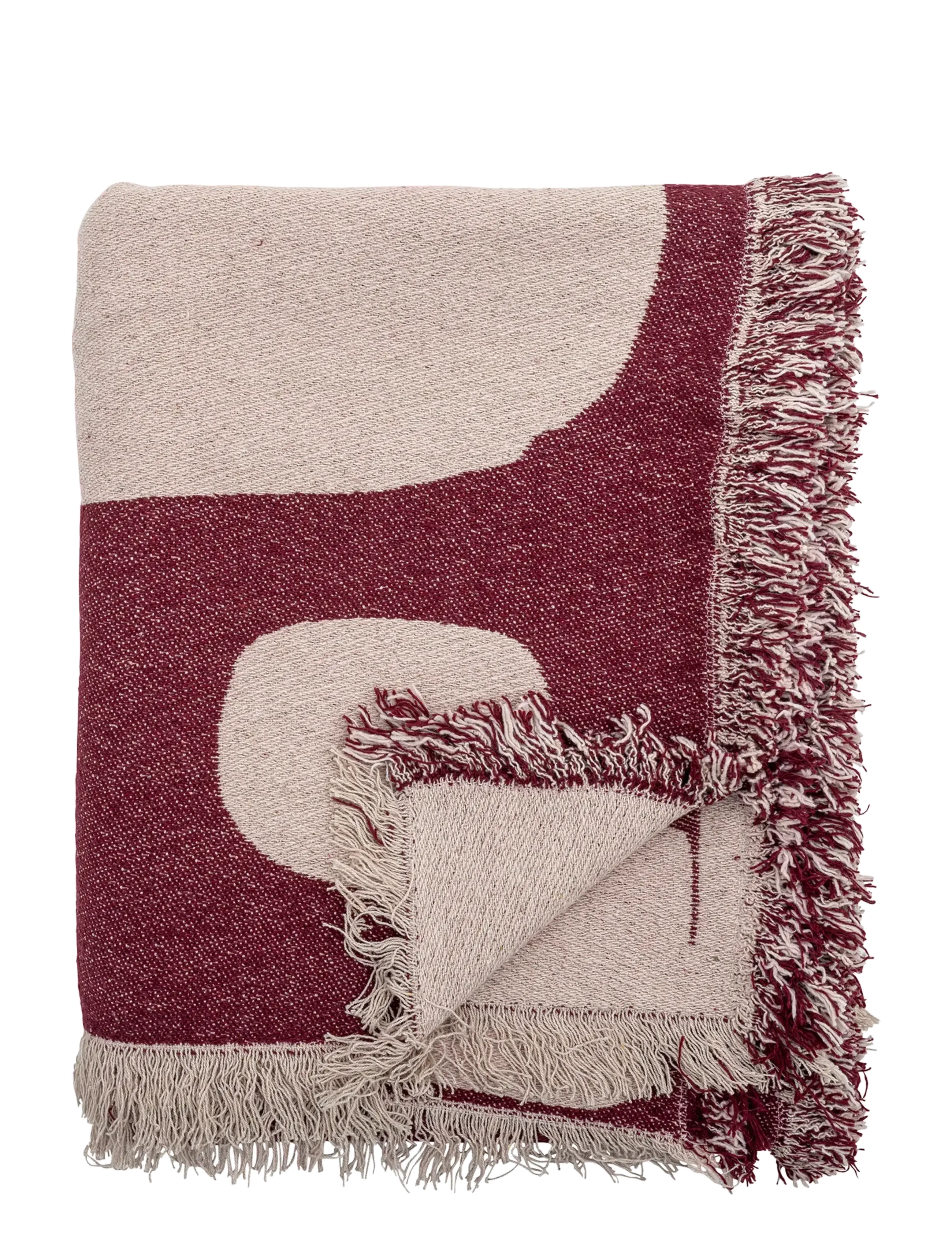 BLOOMINGVILLE Olica Throw, Rot, Recycled Baumwolle Burgundy - 160X130CM - Unisex