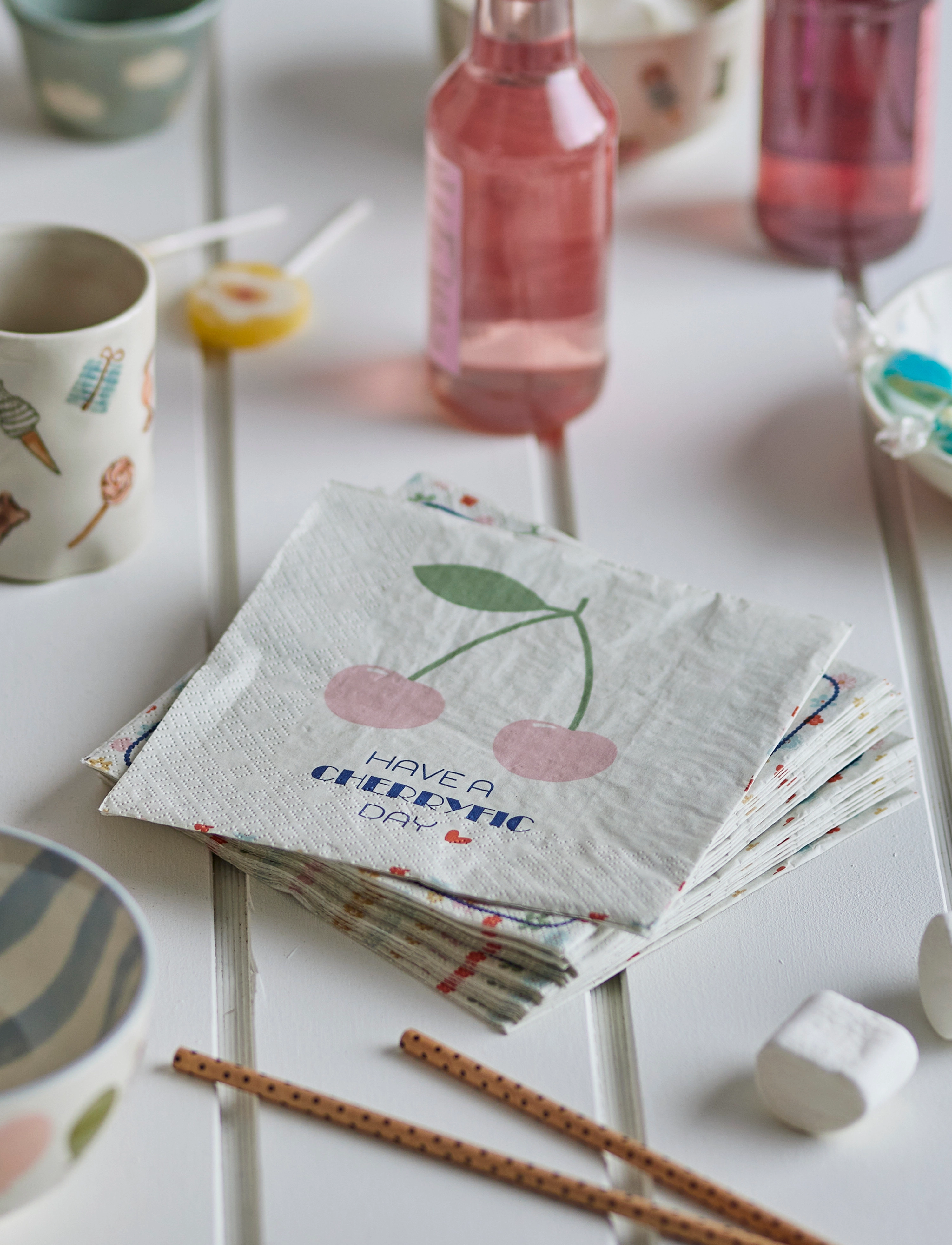 Bloomingville - Cherry Napkin - de laveste prisene - rose - 3