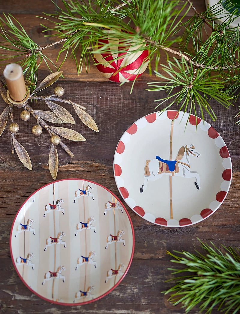 Bloomingville - Merry-go-round Plate - teller - red - 2