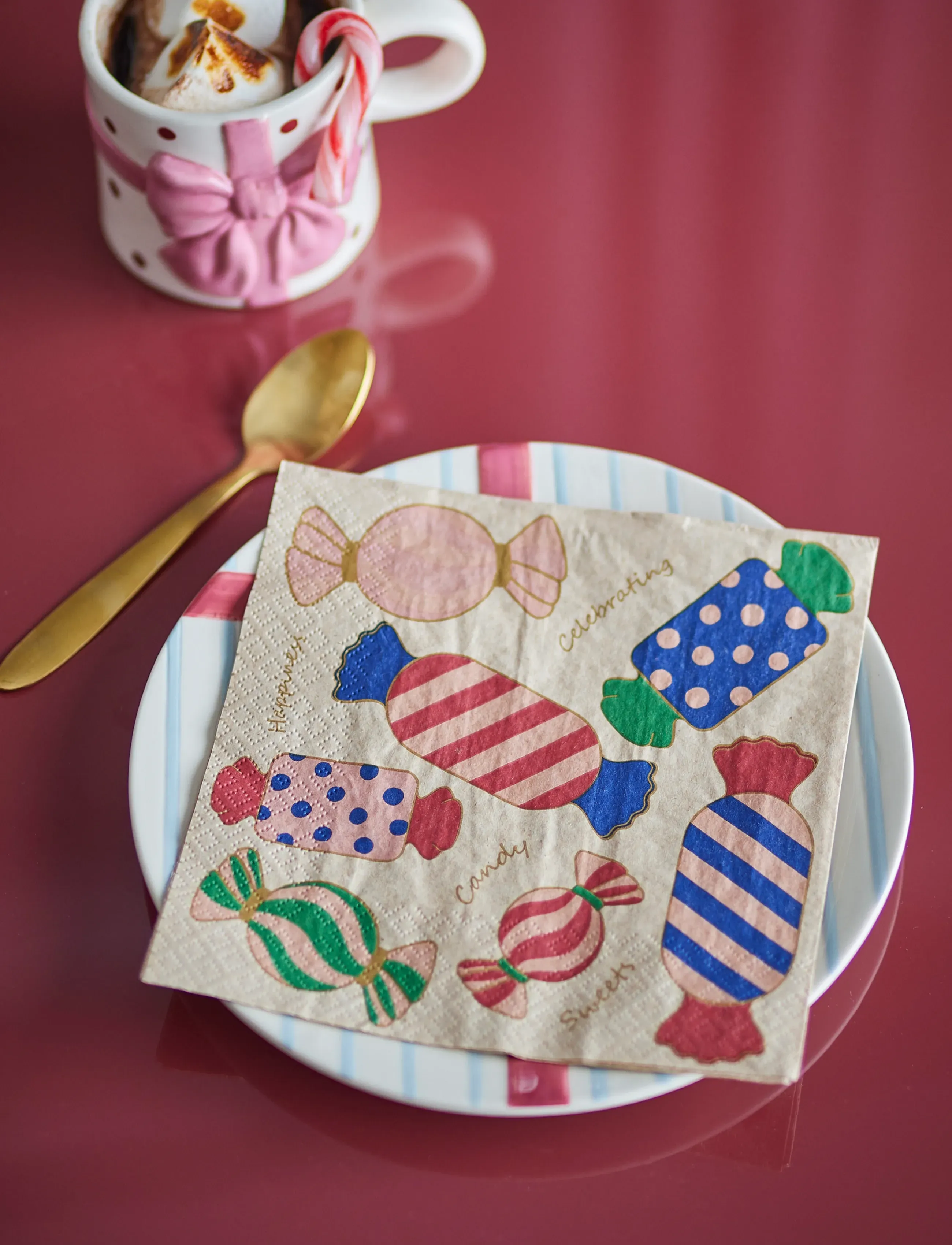 Bloomingville - Caramella Napkin - linased ja puuvillased salvrätikud - pink - 2