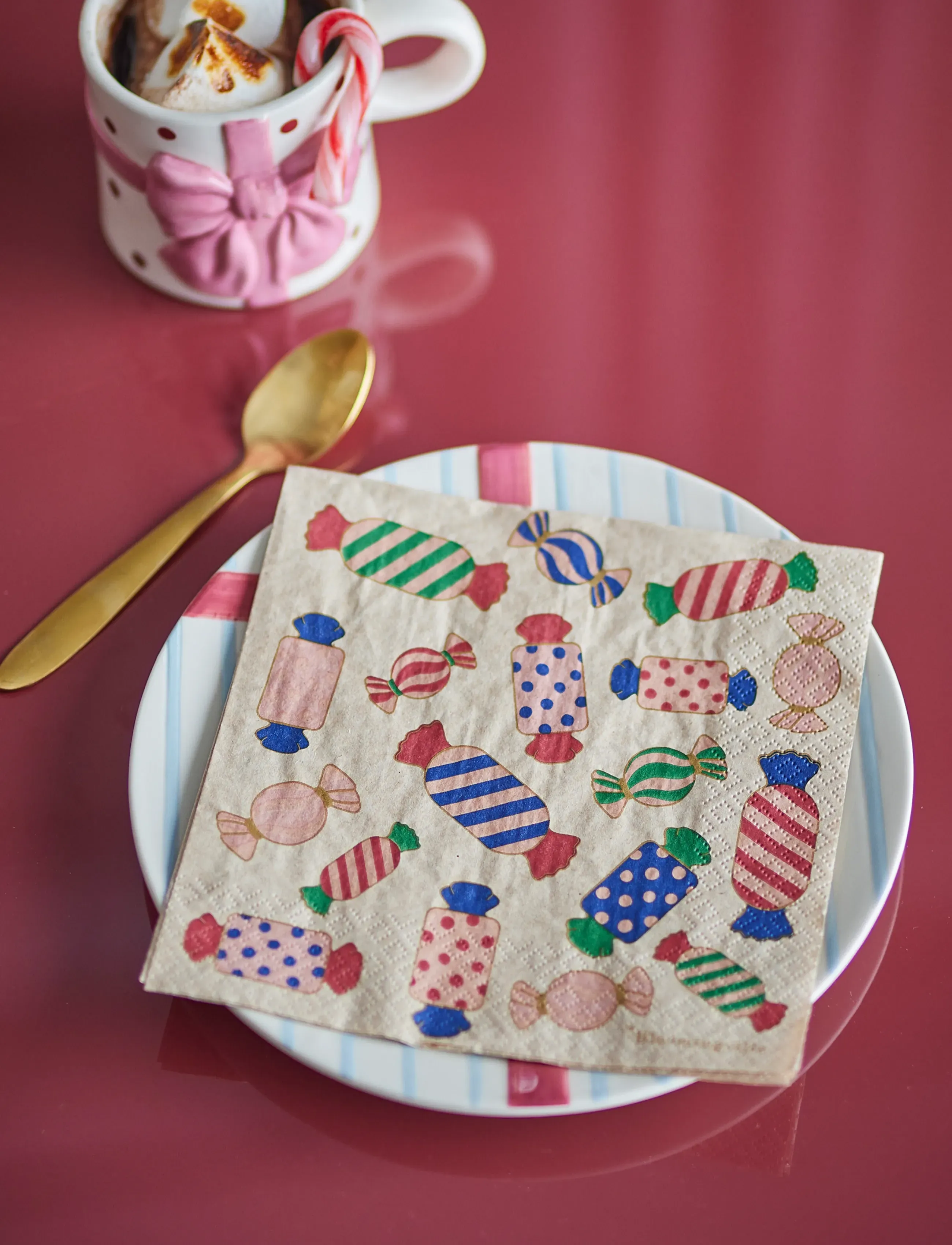 Bloomingville - Caramella Napkin - linased ja puuvillased salvrätikud - pink - 3