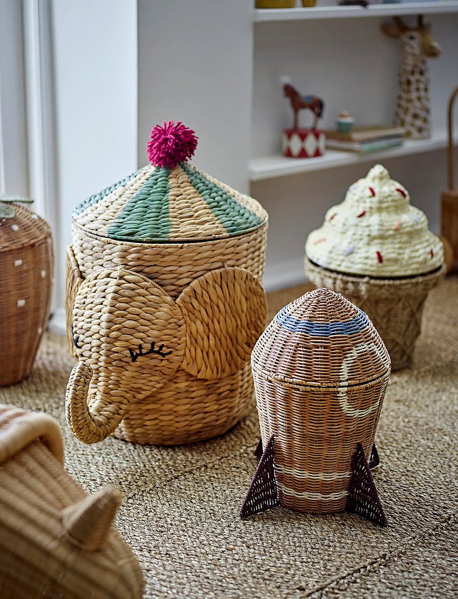 Bloomingville - Space Basket w/Lid - aufbewahrungskörbe - nature - 4