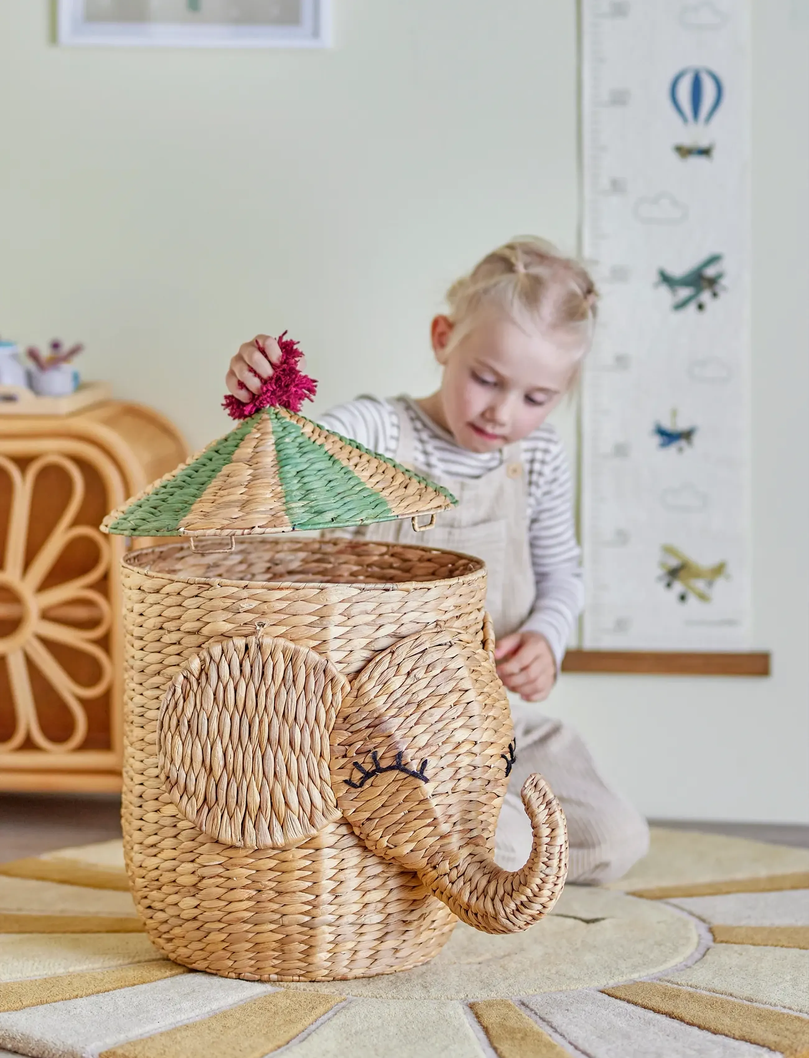 Bloomingville Bobo Basket W/Lid, 50 cm, Storage - Baskets, Kinder