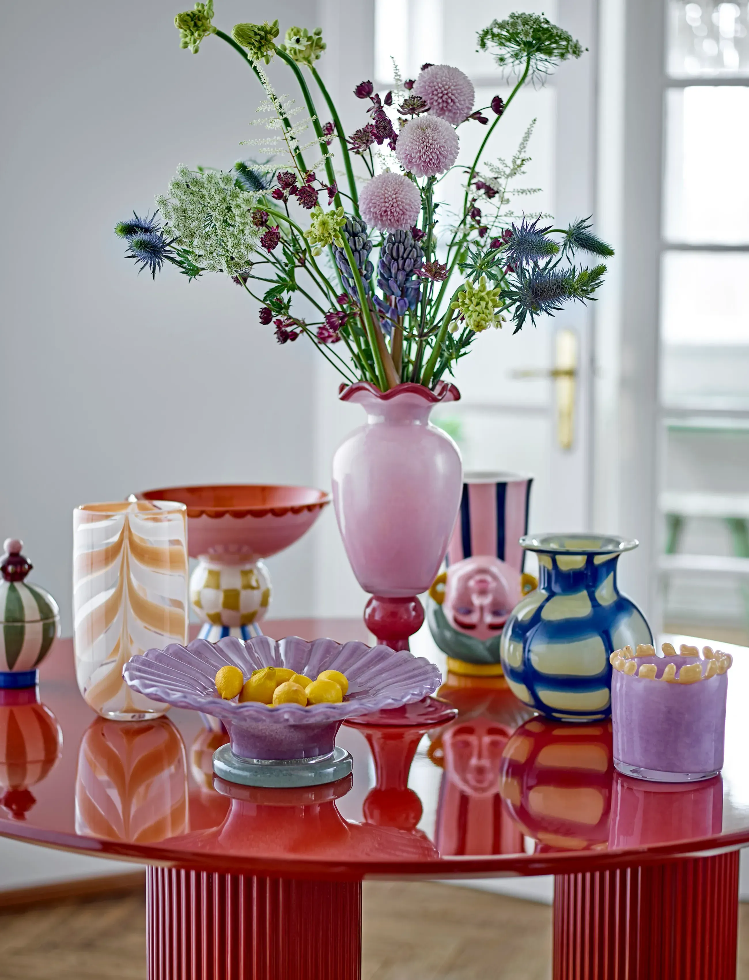 Bloomingville Bob Pedestal Bowl, 1200 ml, Decoration, Mehrfarbig/gemustert - Decorative Platters, Homeware