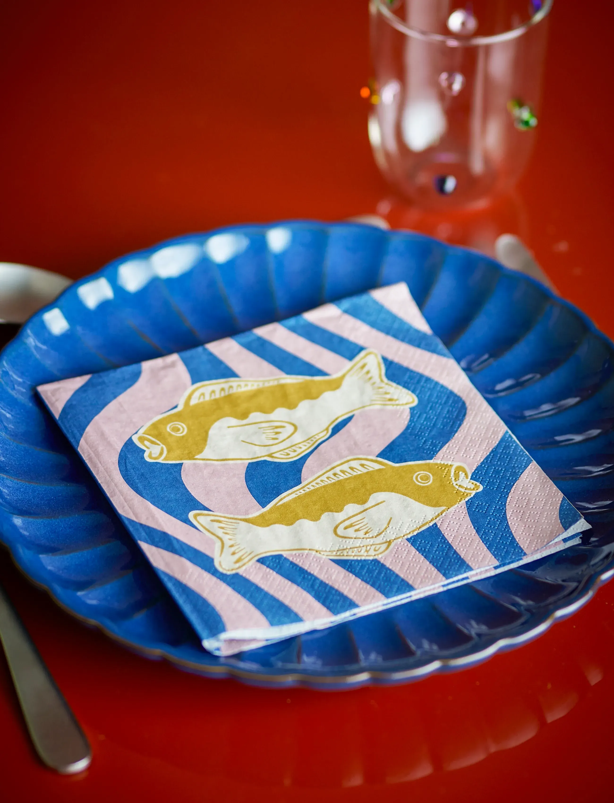 Bloomingville Remy Napkin, 33X33 cm, Napkins, Blau - Paper Homeware