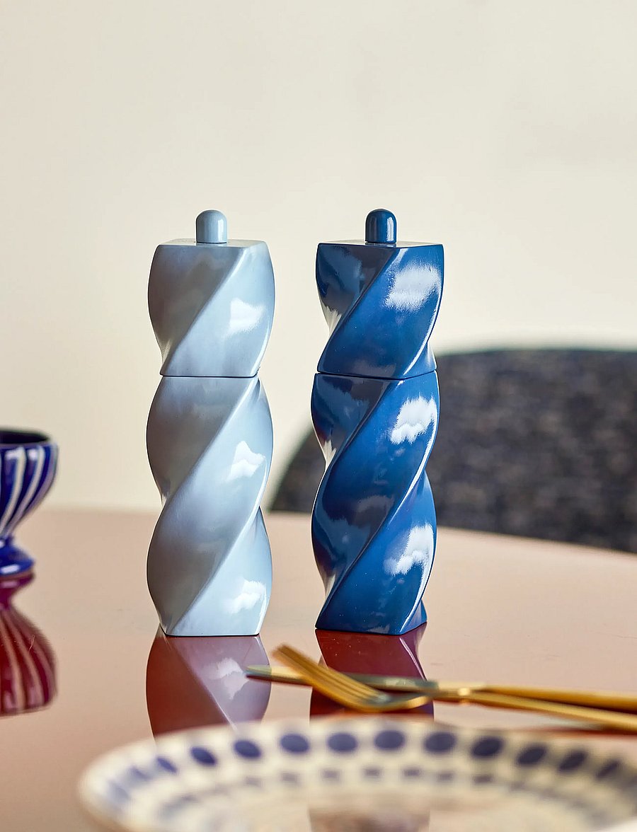 Bloomingville - Riley Salt & Pepper Mill - soola- ja pipraveskid - blue - 0