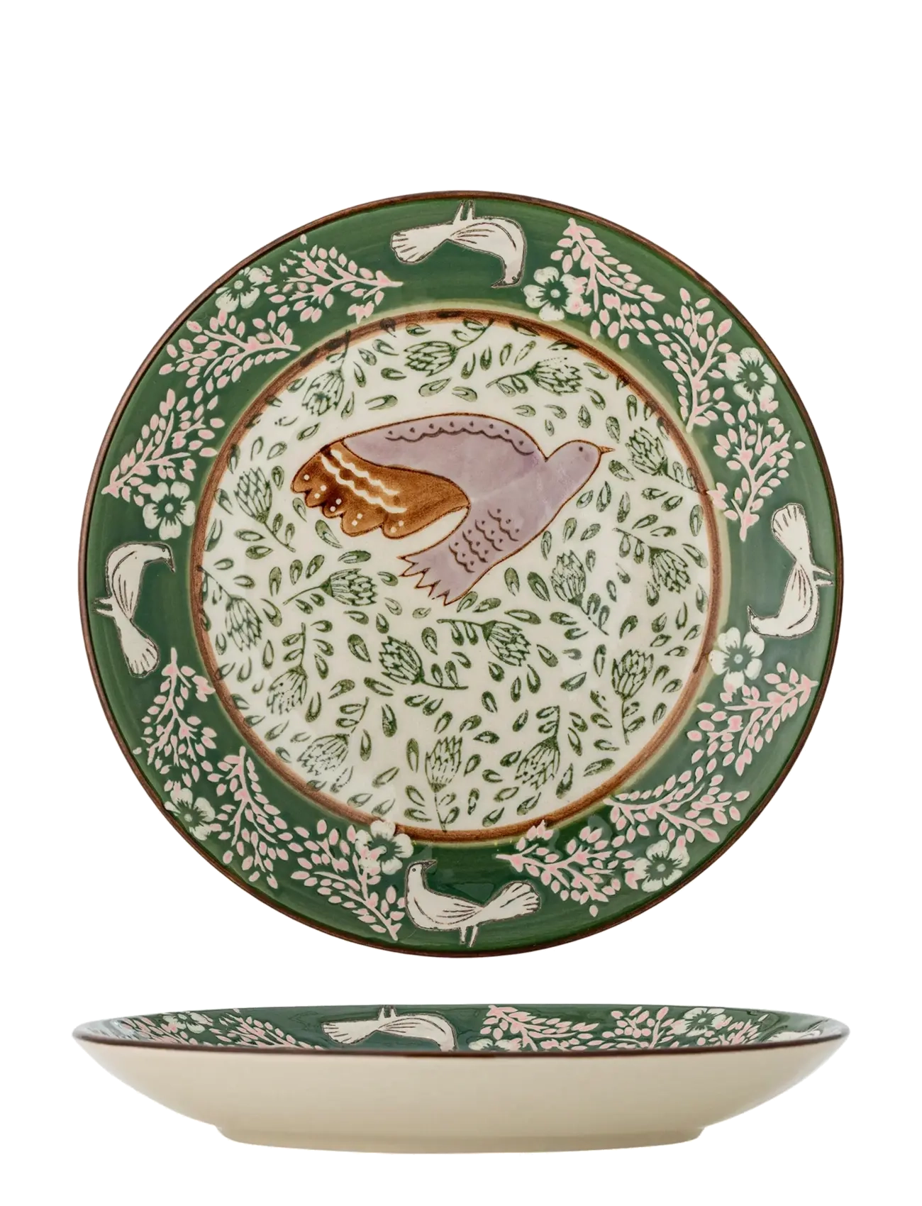 Bloomingville Hezha Plate, Small Plade, Grøn, Str: Ø 16 CM