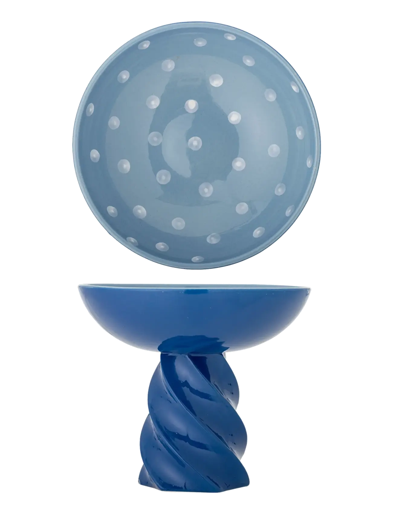 Bloomingville Riley Pedestal Bowl, Decorative Platters, Blå, Str: Ø 24.5 CM