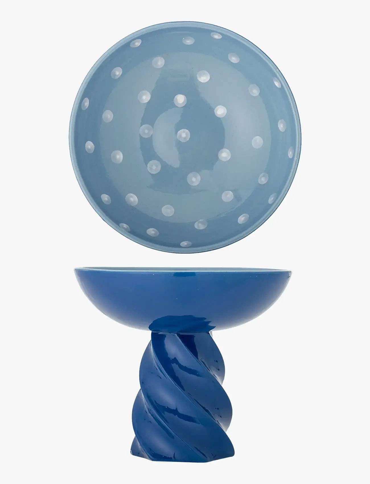 Bloomingville - Riley Pedestal Bowl - dekorative platter & skåle - blue - 1