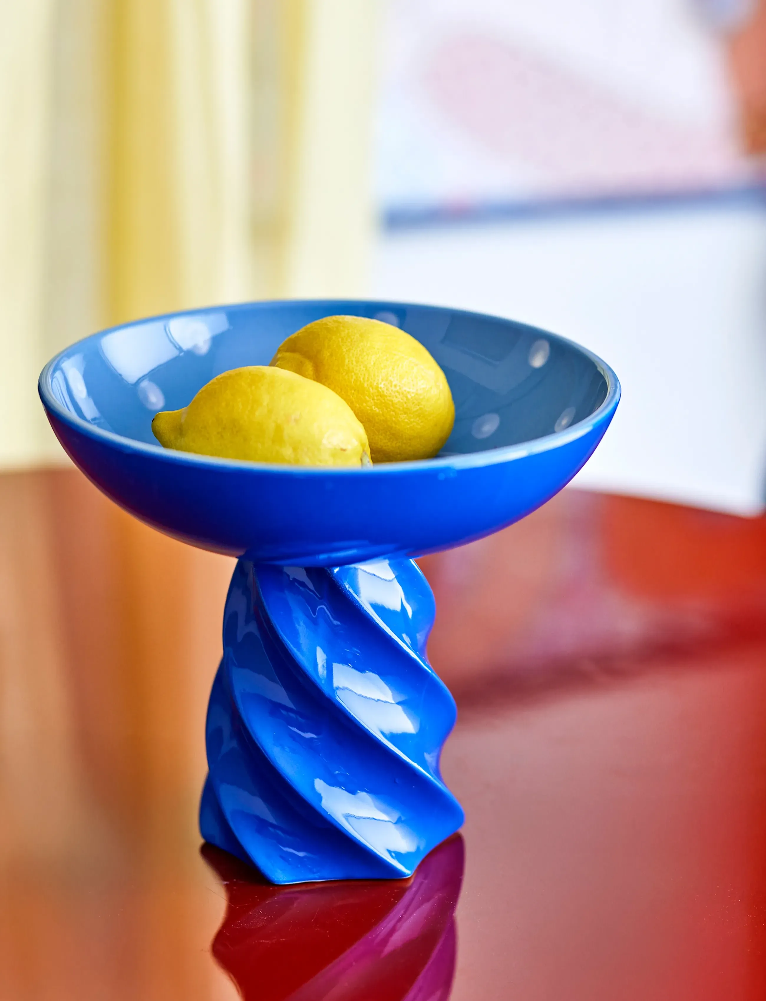 Bloomingville Riley Pedestal Bowl, Ø 24.5 cm, Decoration, Blau - Decorative Platters, Homeware