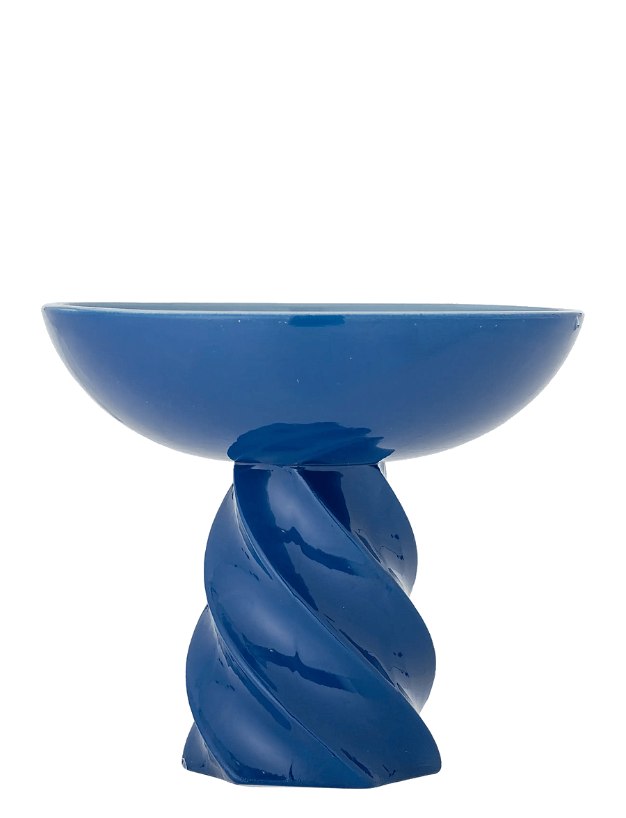 Bloomingville - Riley Pedestal Bowl - dekoschalen - blue - 3