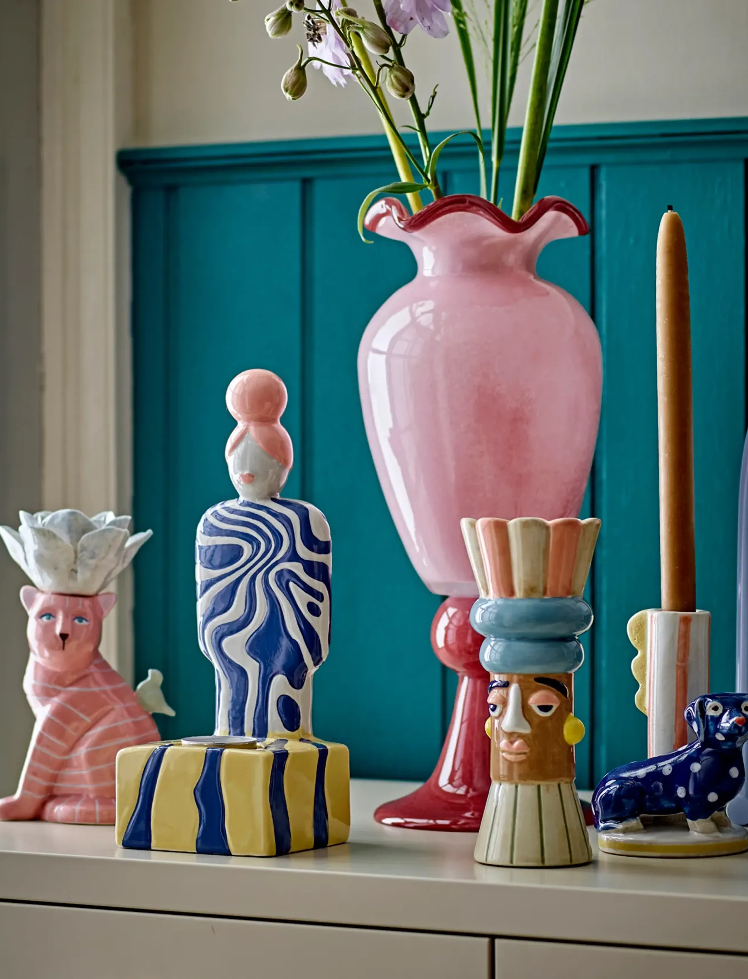 Bloomingville Minio Vase, H17 cm, Multi/patterned, Candle & Tealight Holders > Candle Holders, Unisex