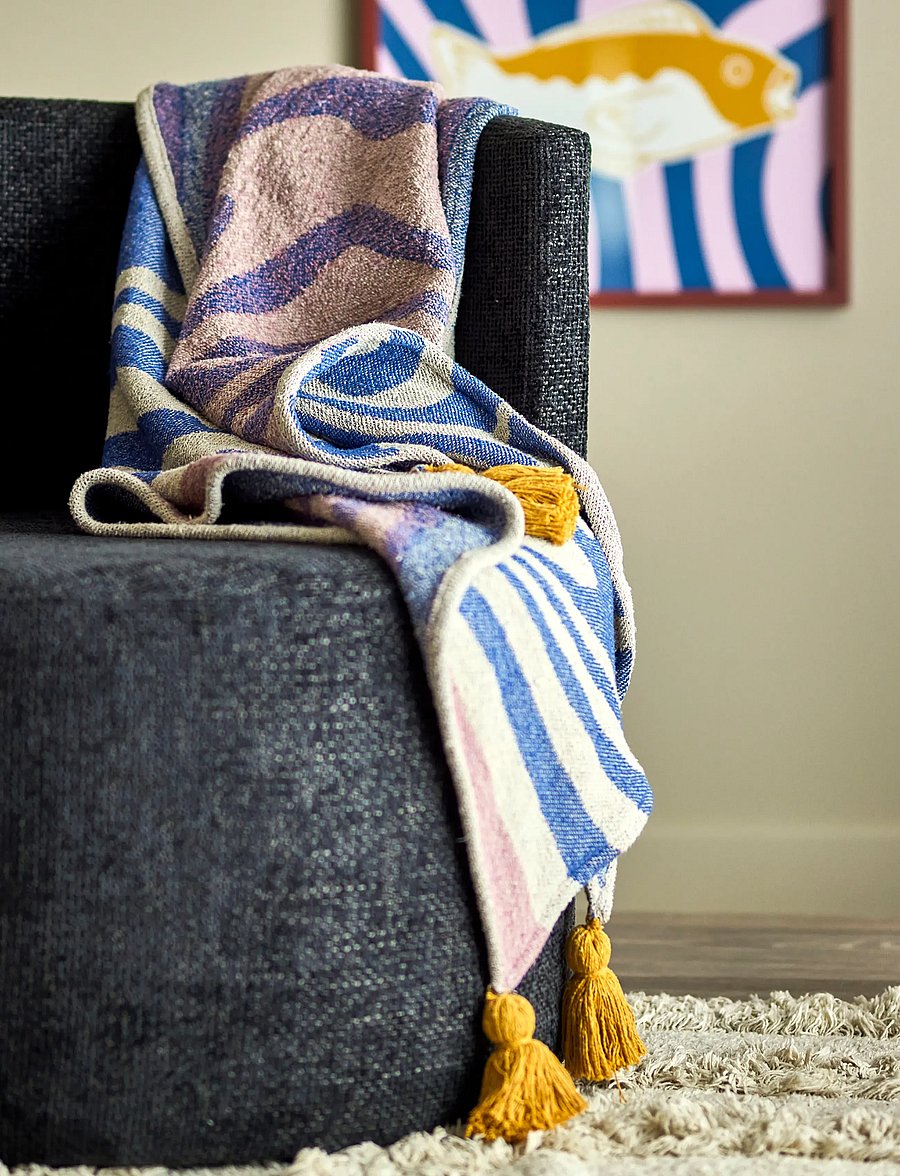 Bloomingville - Arlie Throw - decken - blue - 0