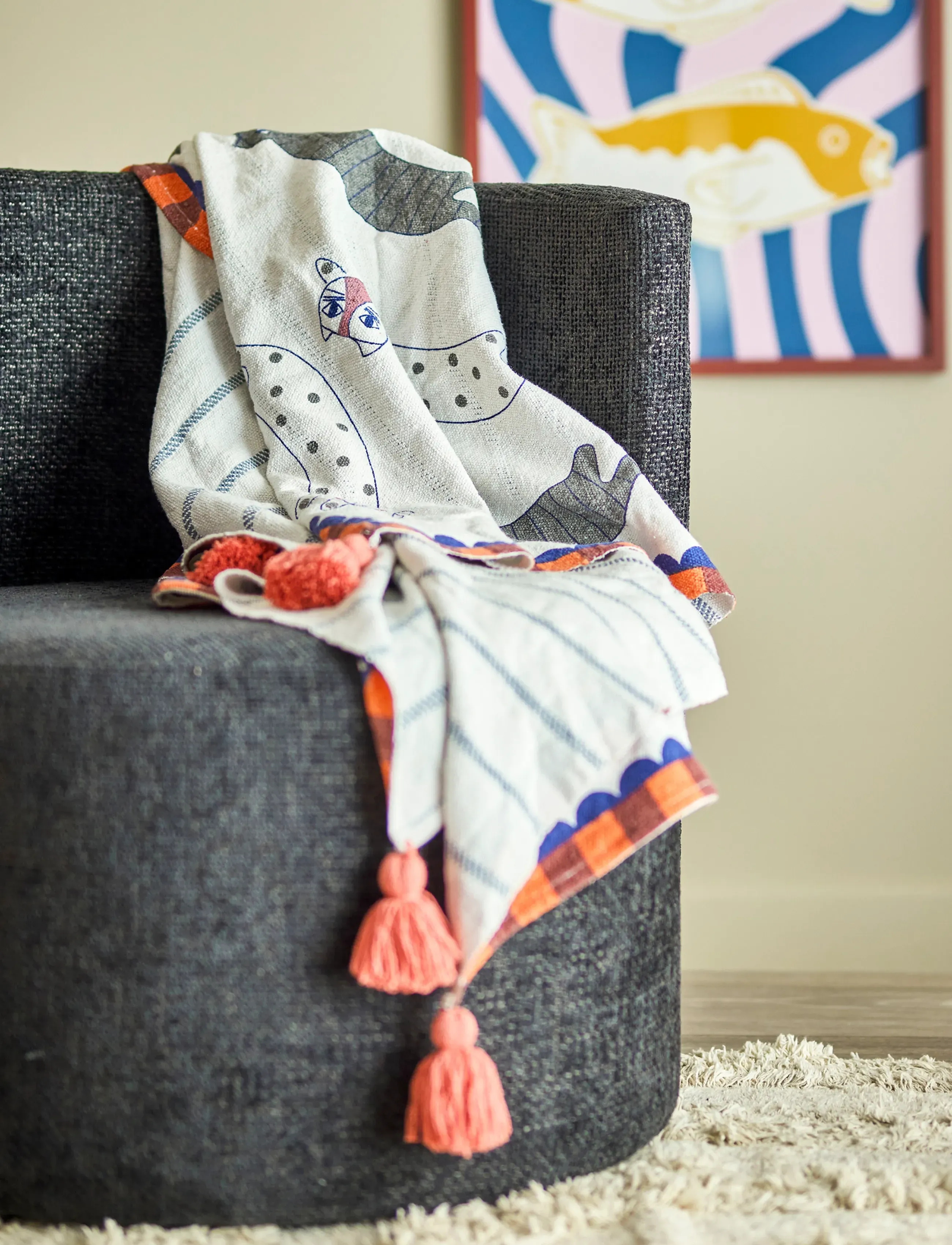 Bloomingville Missy Throw, 160X130 cm, Cushions & Blankets, Mehrfarbig/gemustert - Blankets Throws, Homeware