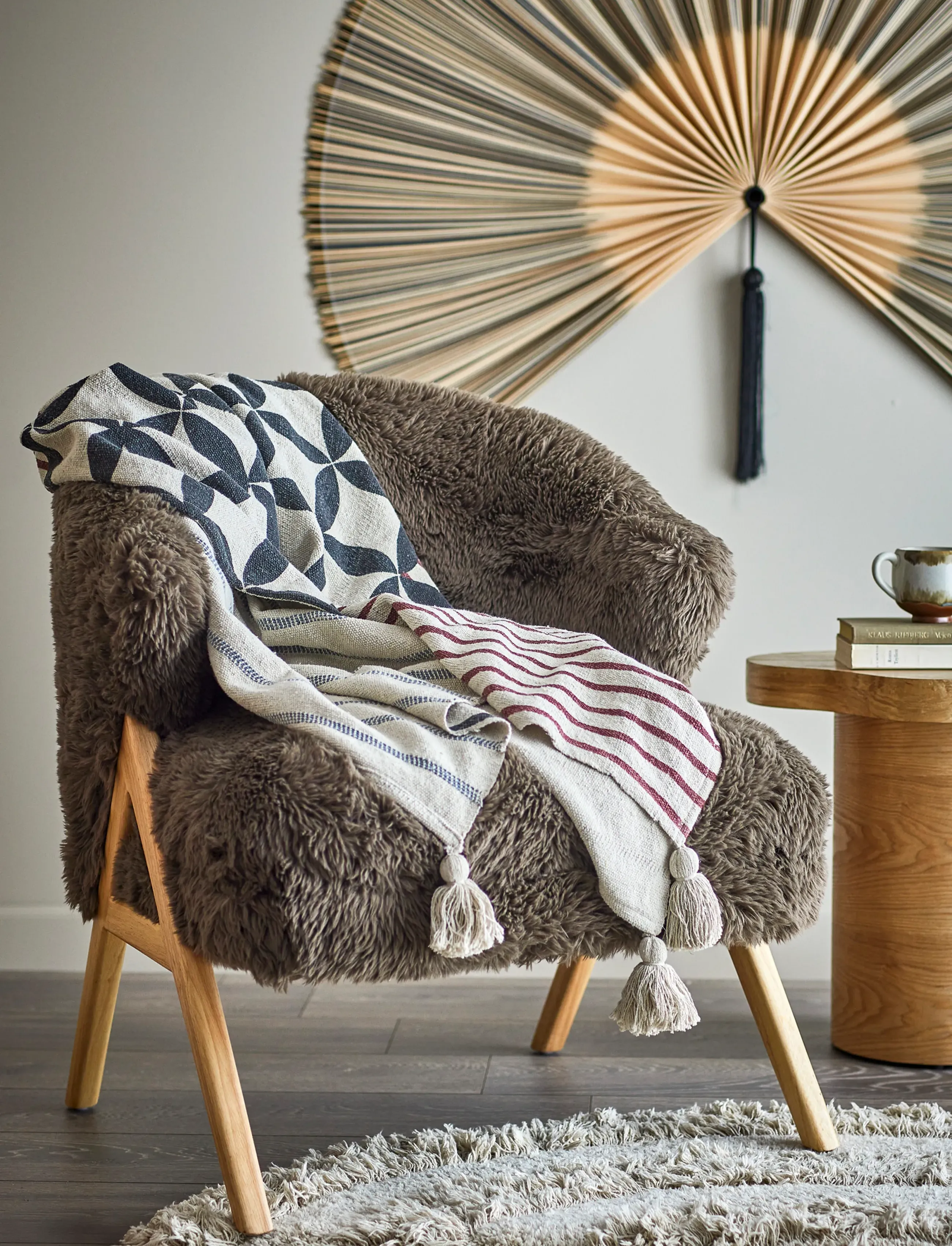 Bloomingville Forma Throw, 160X130 cm, Cushions & Blankets, Beige - Blankets Throws, Homeware