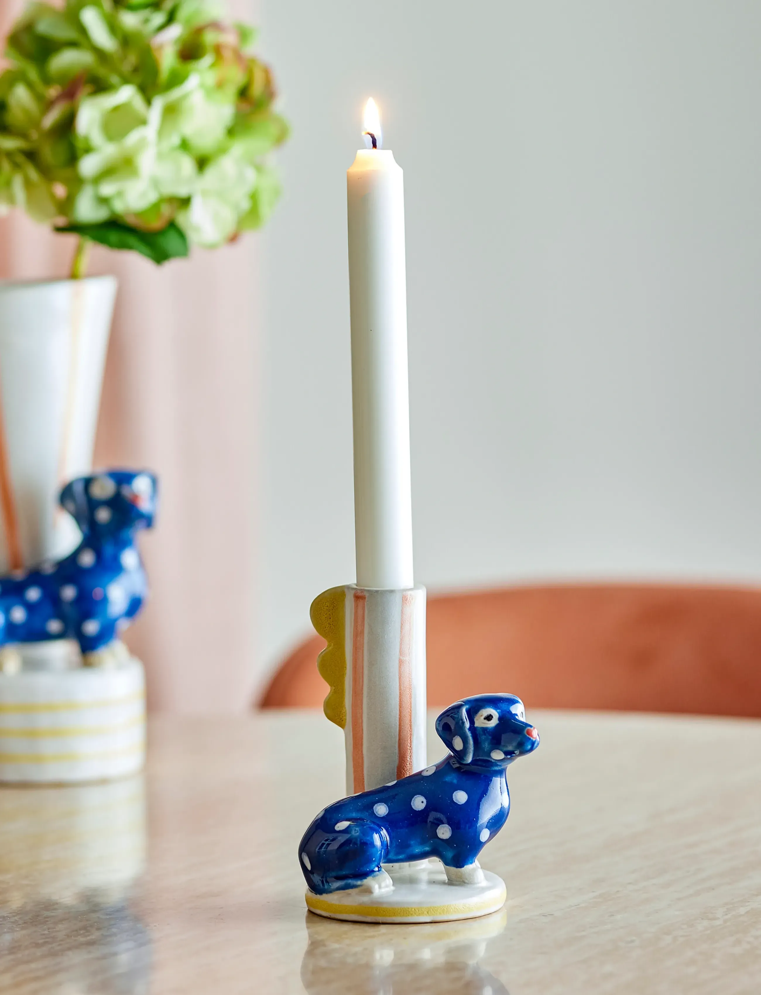 Bloomingville Dachsy Candle Holder, H12 cm, Multi/patterned, Candle & Tealight Holders > Candle Holders, Unisex