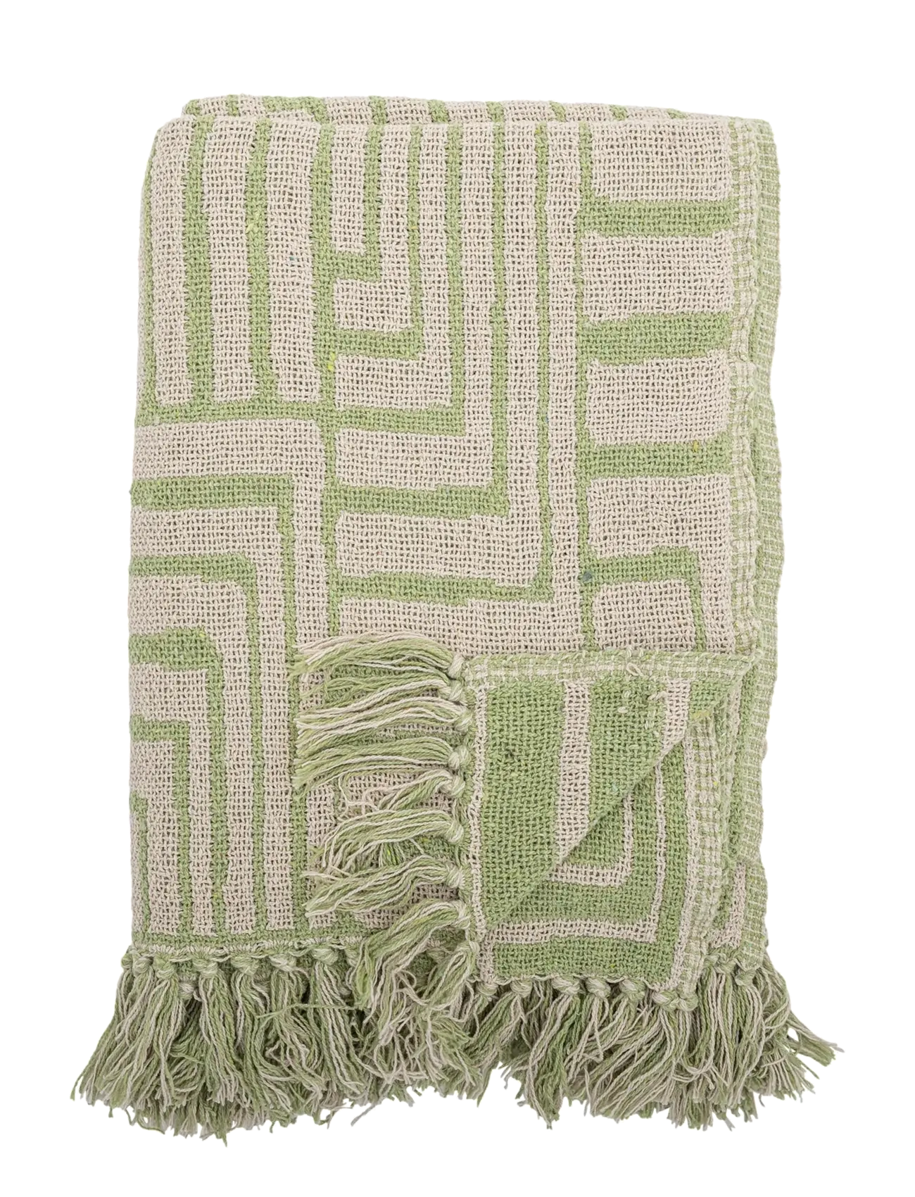 Bloomingville Velva Throw - Bloomingville - GREEN / cream