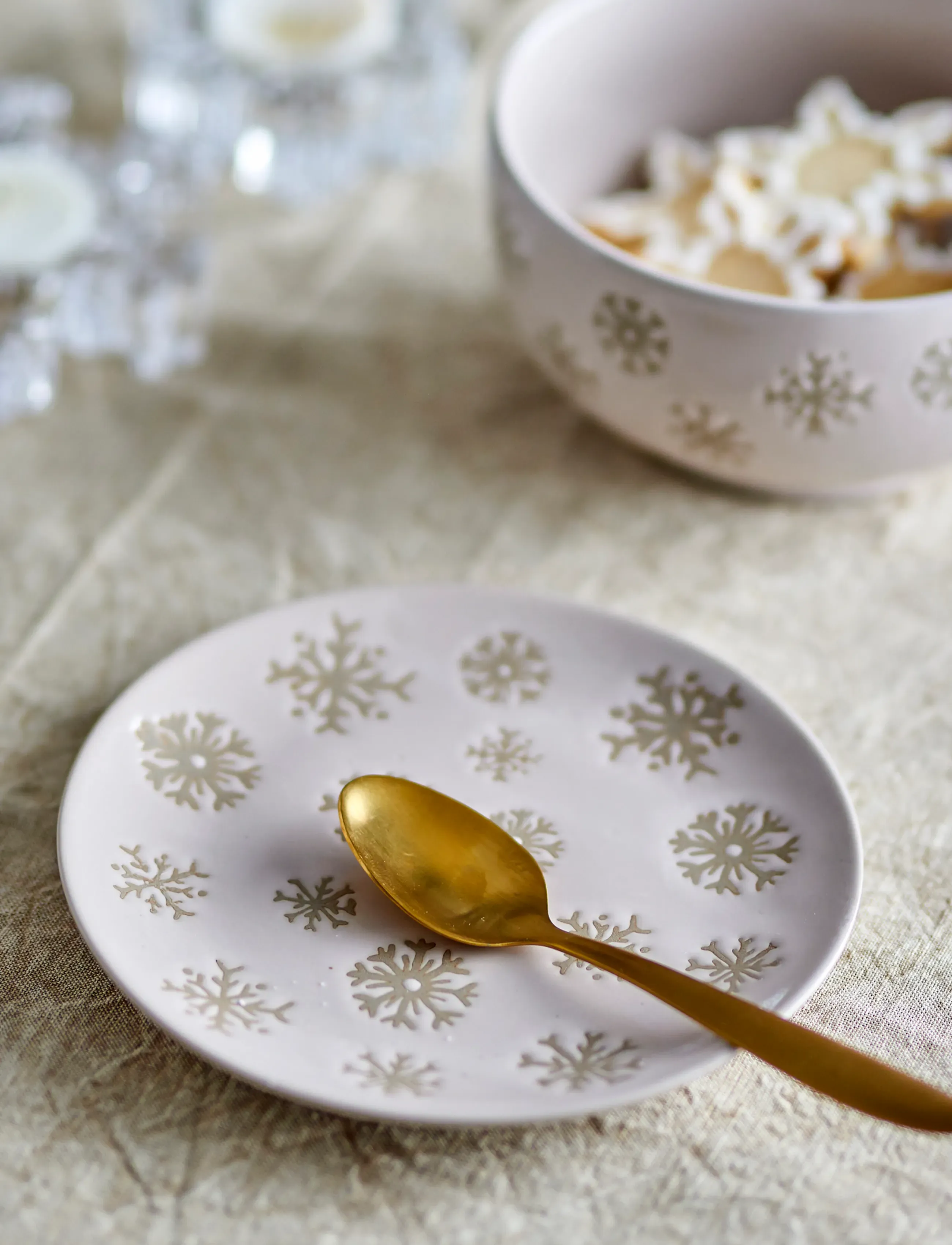 Bloomingville - Snowie Plate - christmas decorations - cream - 0