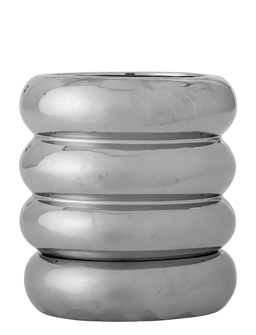 Bloomingville - Shine Flowerpot w/Saucer - donice - silver - 1