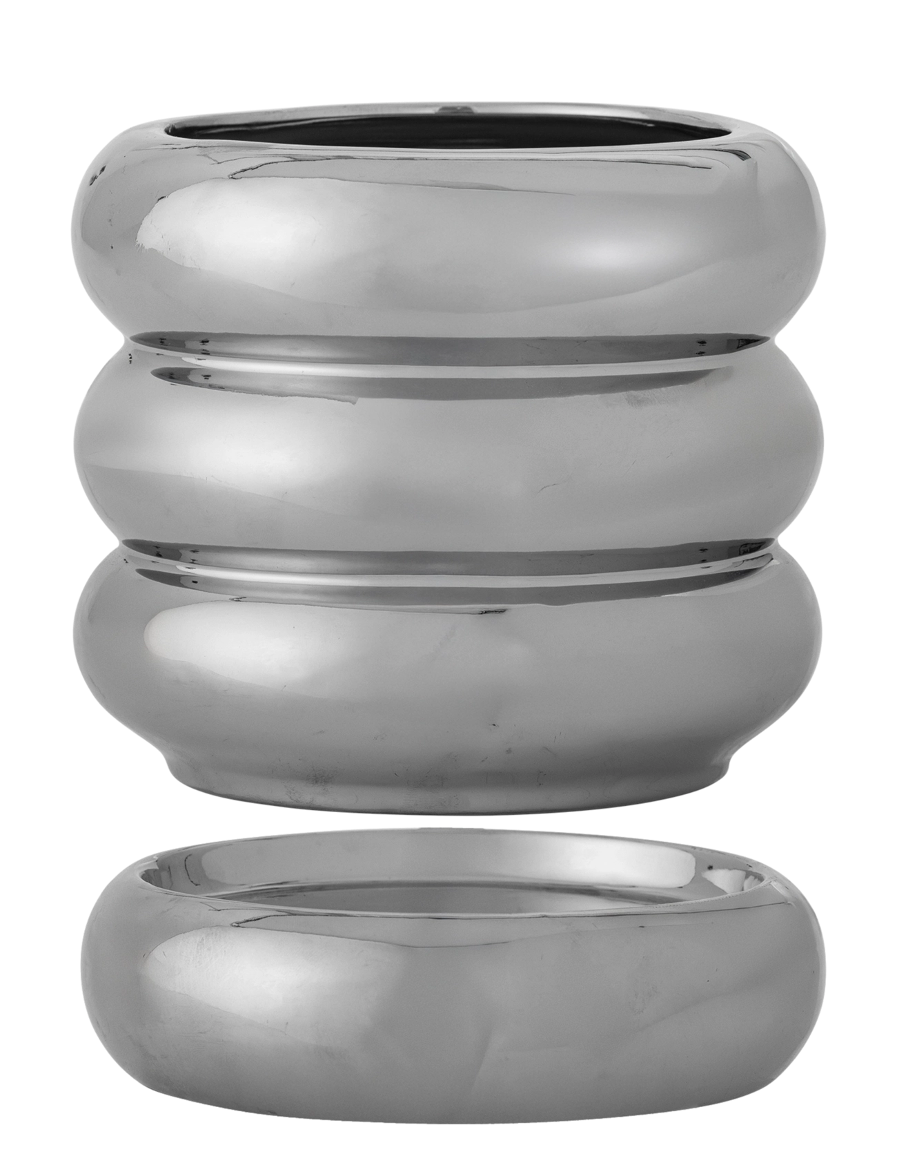 Bloomingville - Shine Flowerpot w/Saucer - blumentöpfe - silver - 2