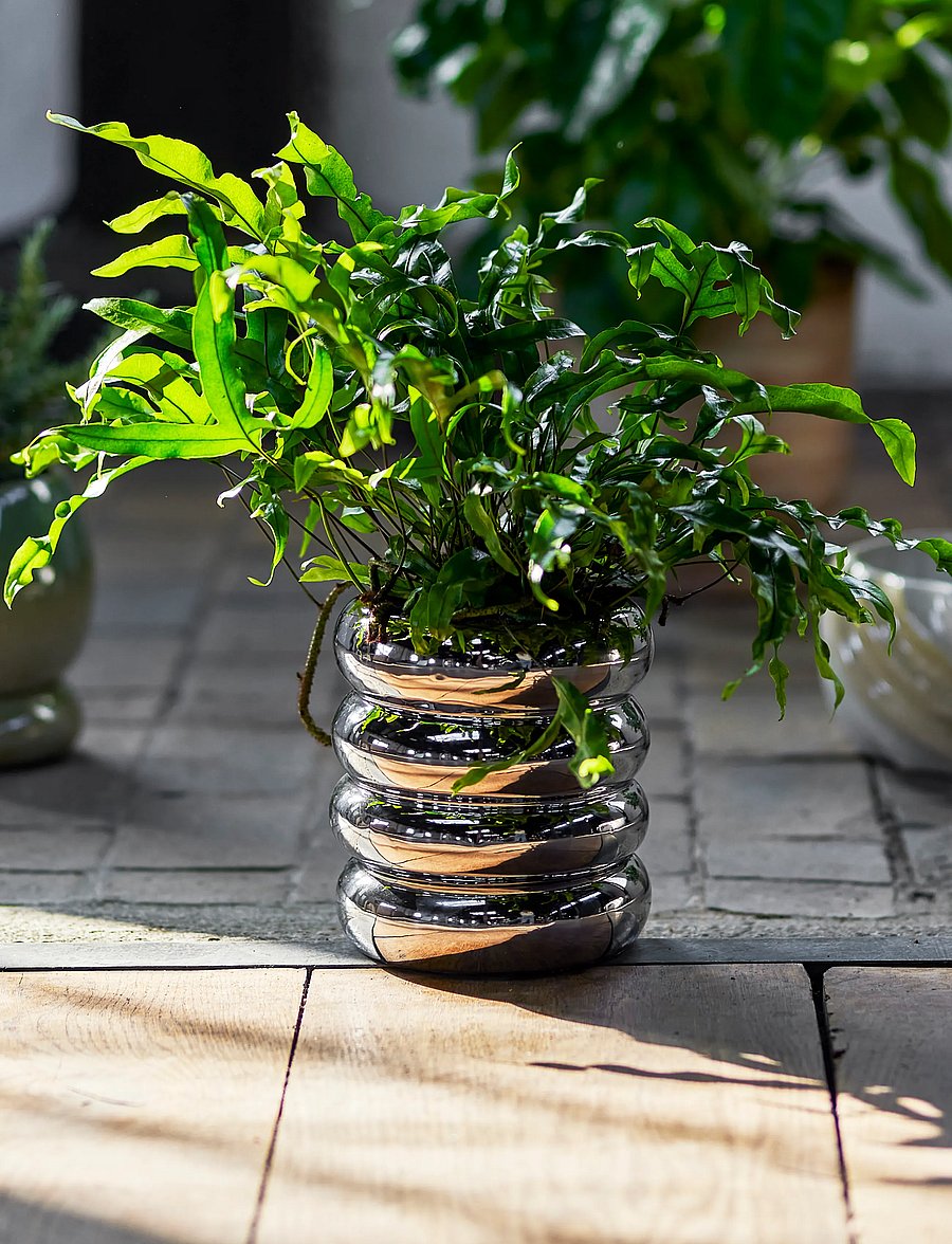 Bloomingville - Shine Flowerpot w/Saucer - donice - silver - 0