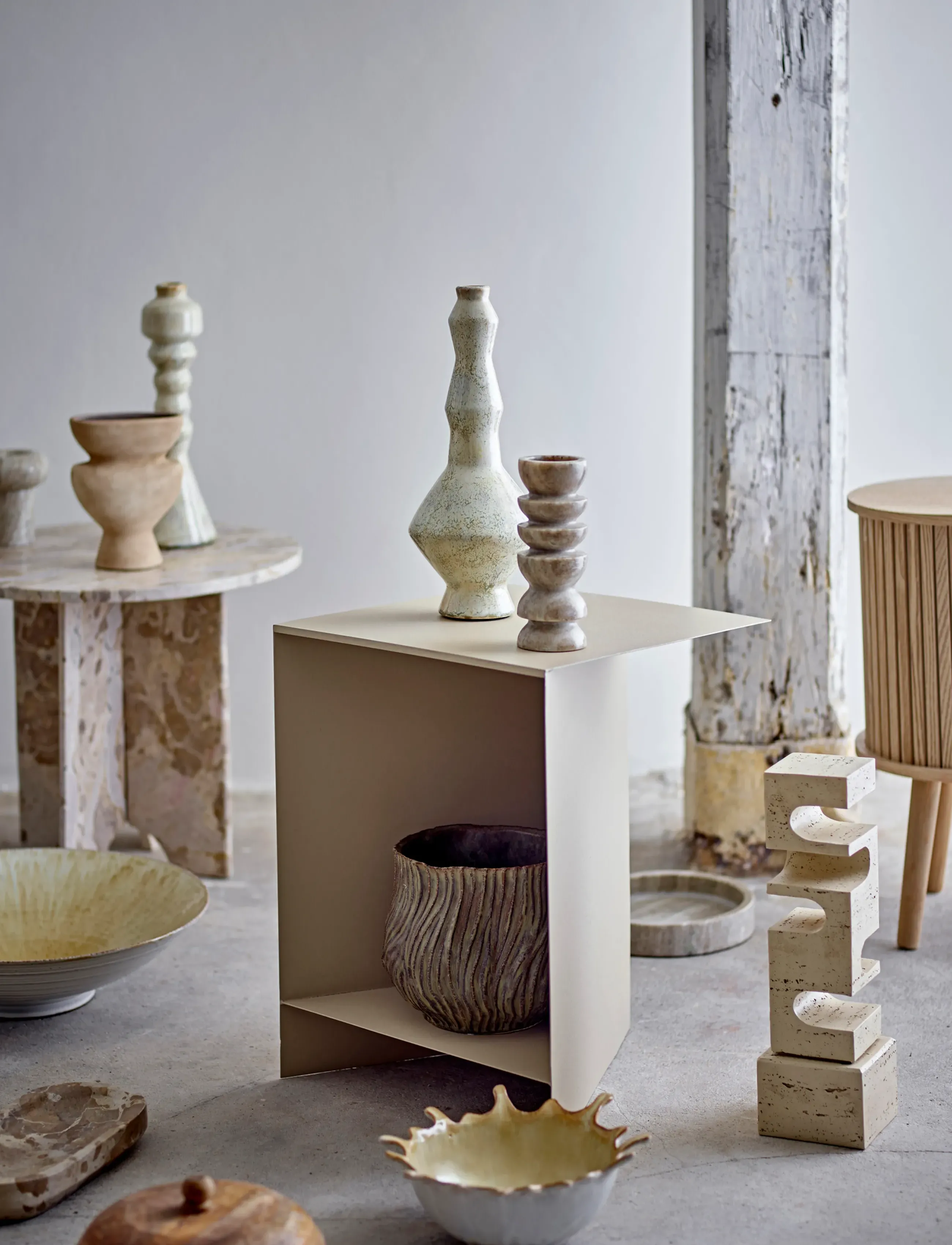 Bloomingville Tasha Side Table, 35X45 cm, Tables, Beige - Tables & Small Homeware