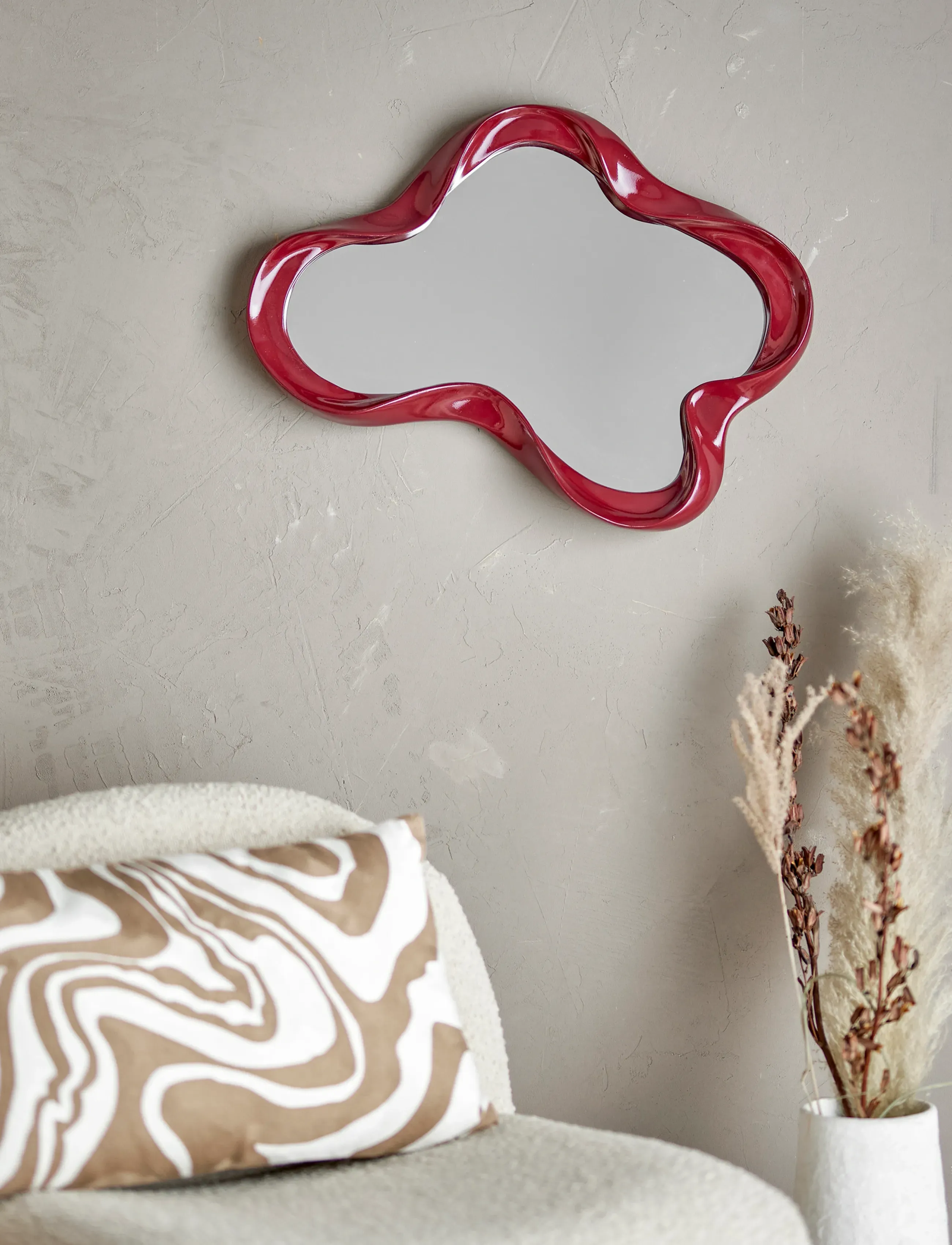 Bloomingville Violeta Wall Mirror, 61.5 cm, Mirrors, Burgunderrot - Homeware