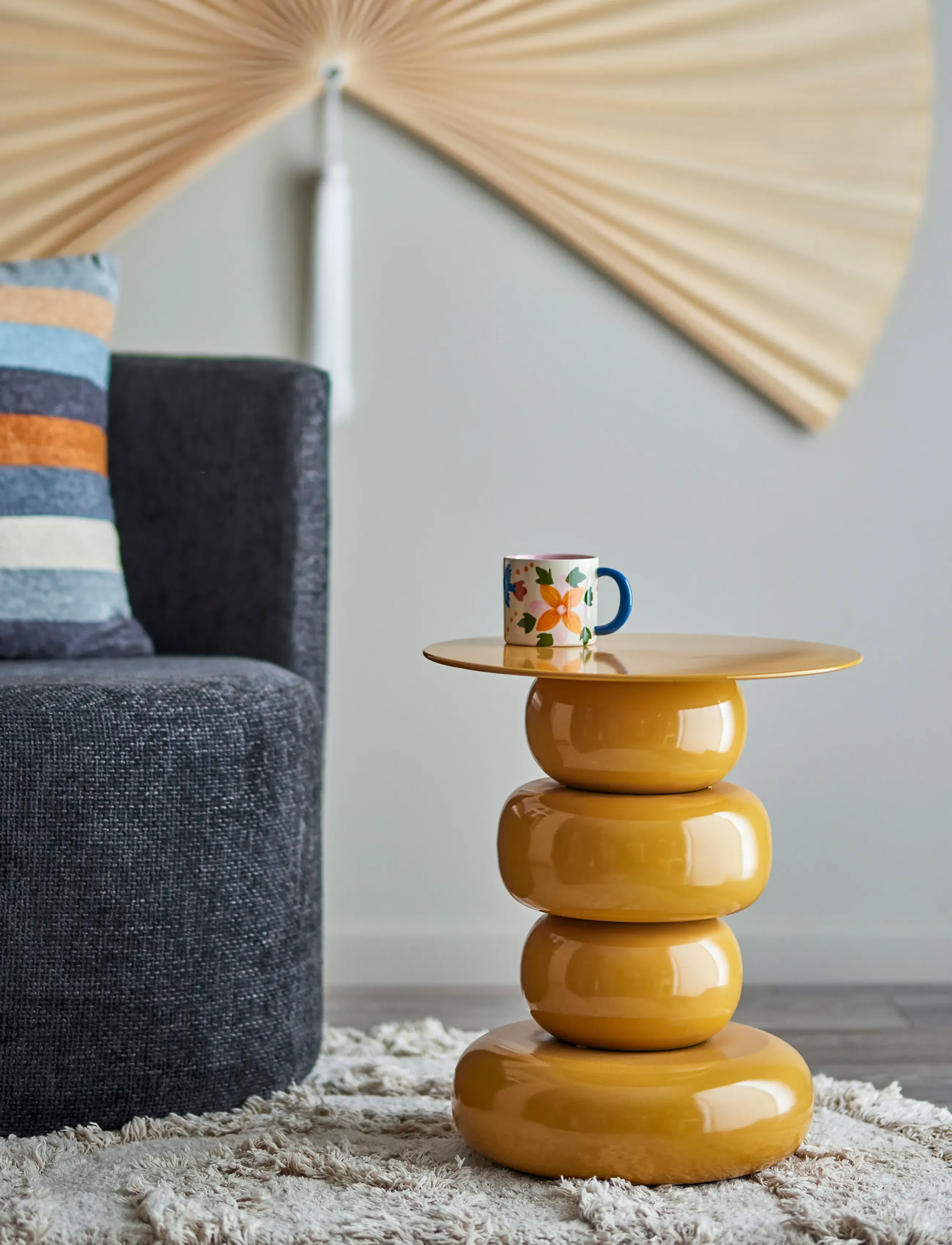 Bloomingville Olonne Side Table, Ø 41 cm, Tables, Gelb - Tables & Small Homeware