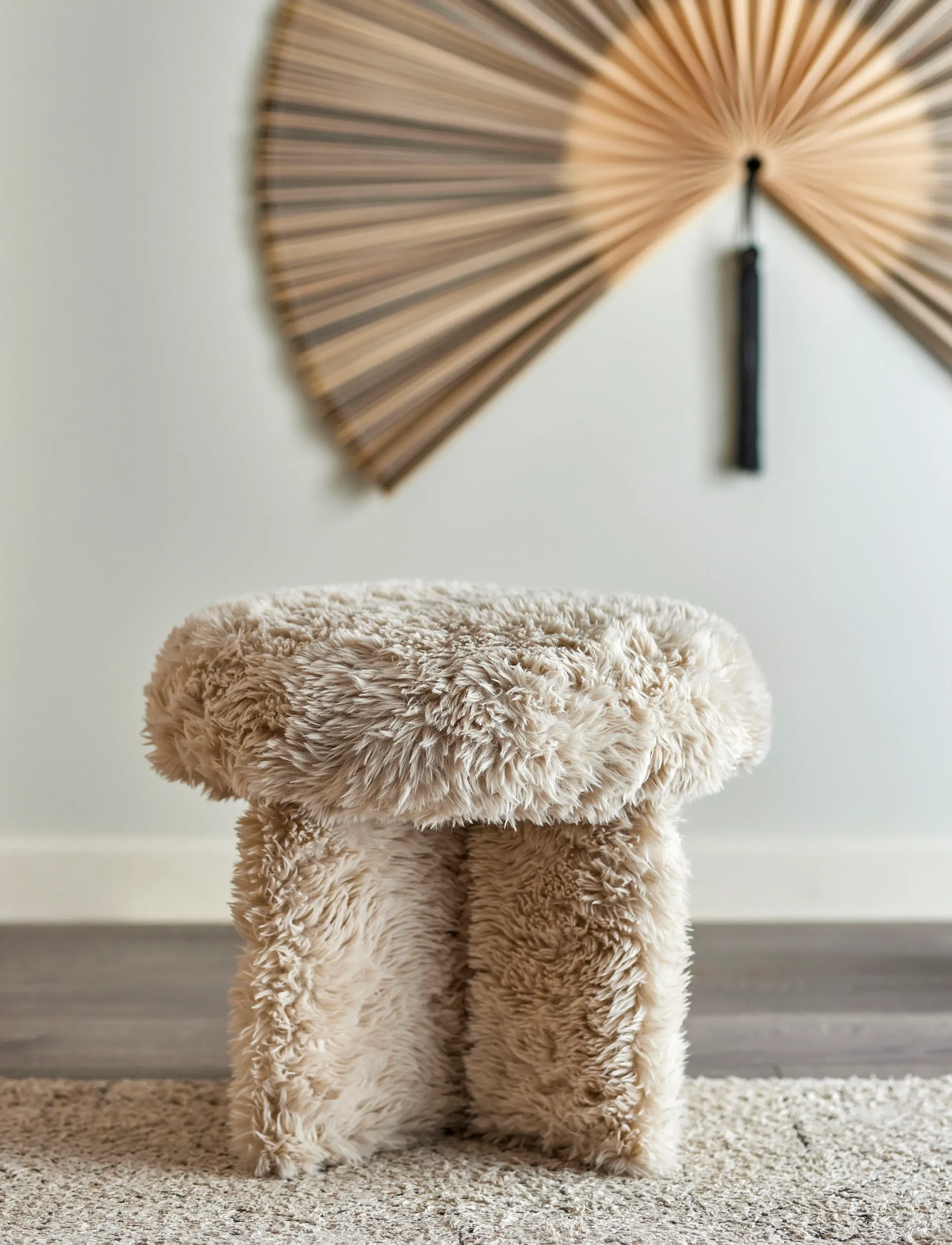 Bloomingville Frikka Pouf, Ø 43 cm, Furniture, Creme - Pouffes, Homeware