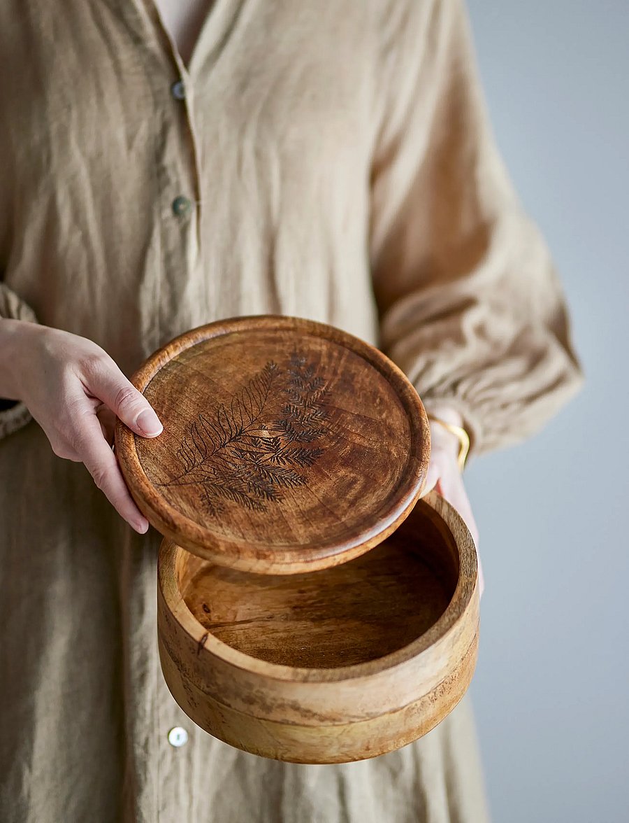 Bloomingville - Moya Jar w/Lid - aufbewahrungsboxen - natural - 0