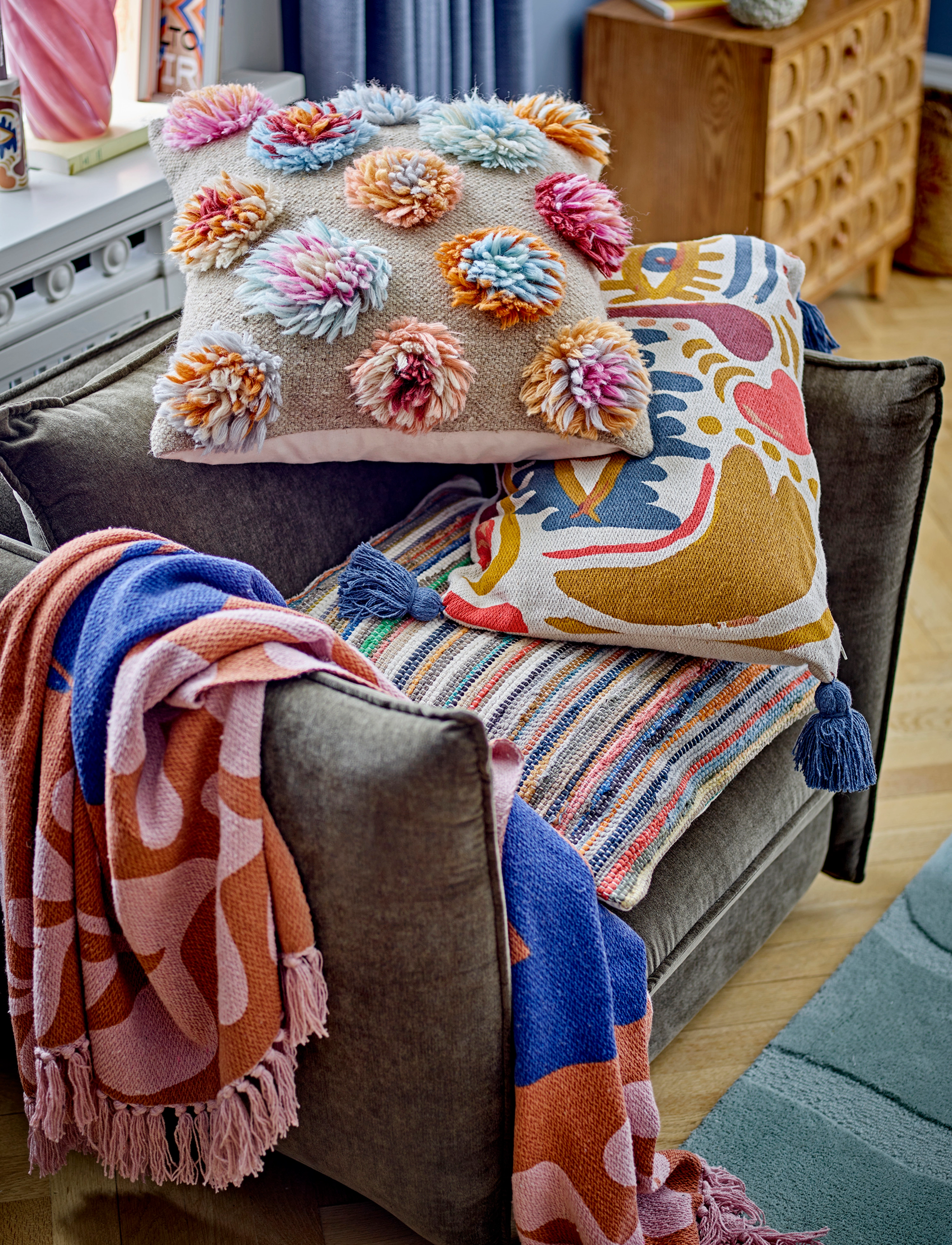 Bloomingville Somma Cushion, 50X50 cm, Cushions & Blankets, Mehrfarbig/gemustert - Cushions, Homeware