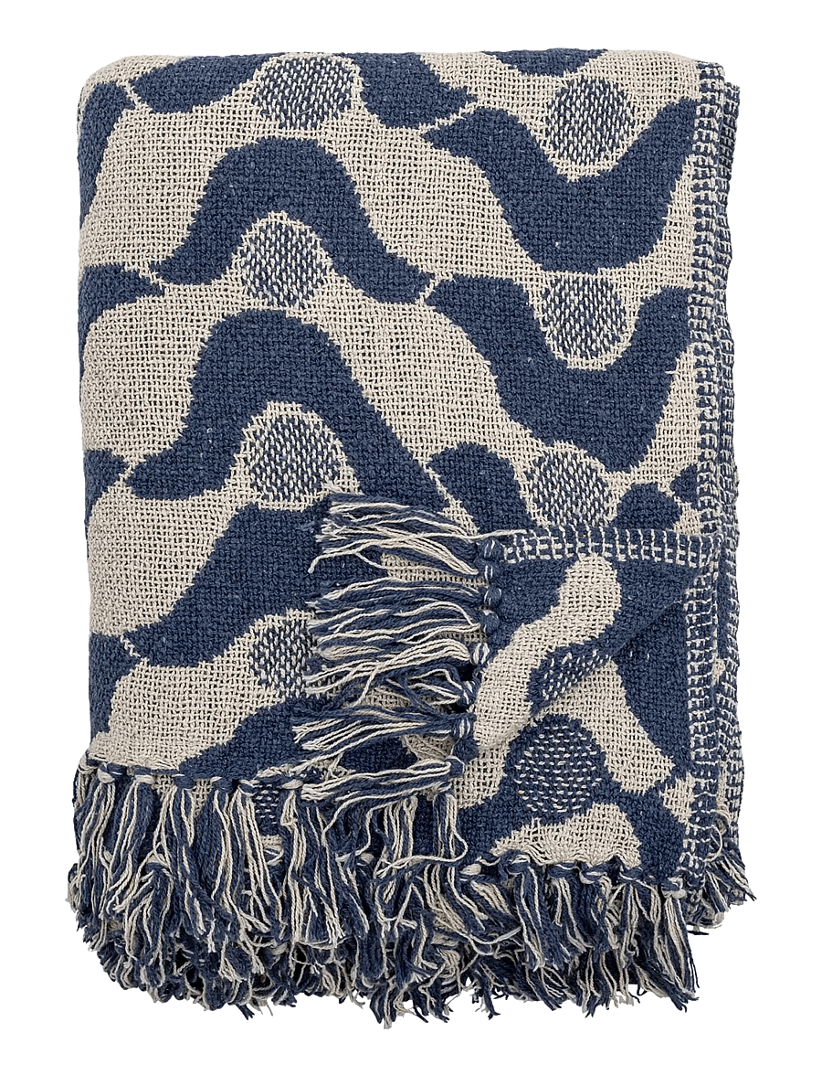 Bloomingville - Santena Throw - pleedid - blue - 1