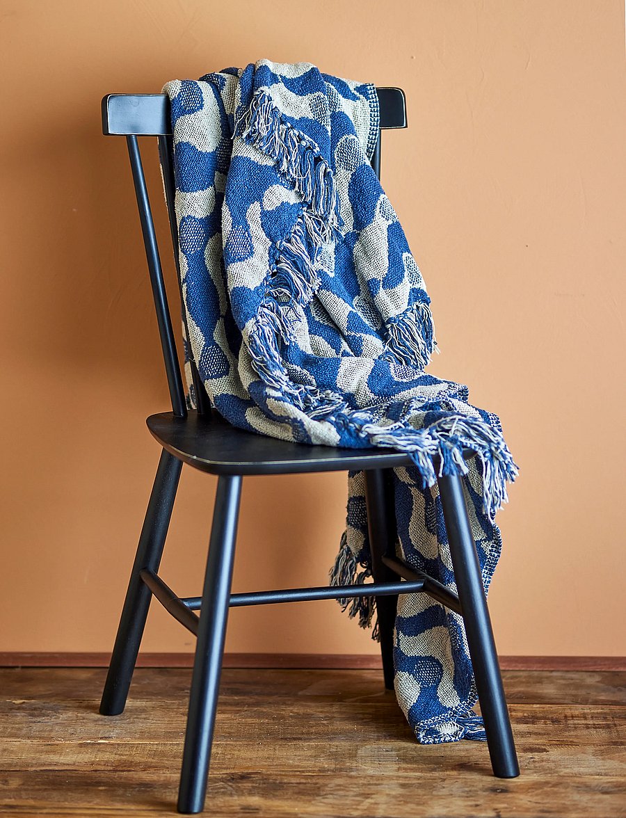 Bloomingville - Santena Throw - pleedid - blue - 0