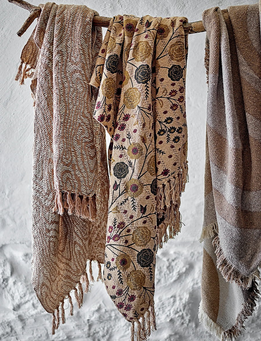 Bloomingville - Salobre Throw - pleedid - brown - 0