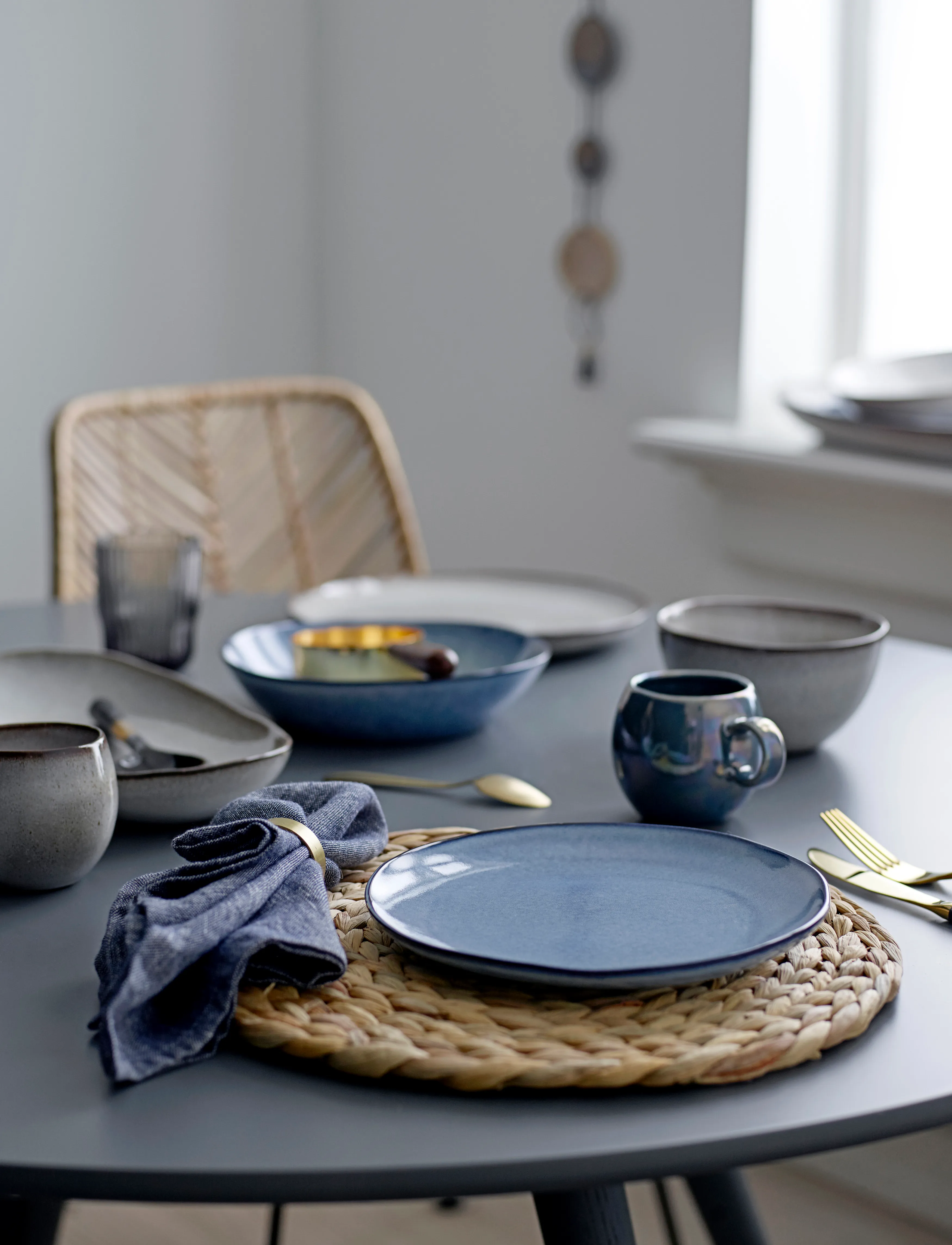 Bloomingville Sandrine Dinnerware Set, One Size, Plates, Blau - Table Settings&sets, Homeware
