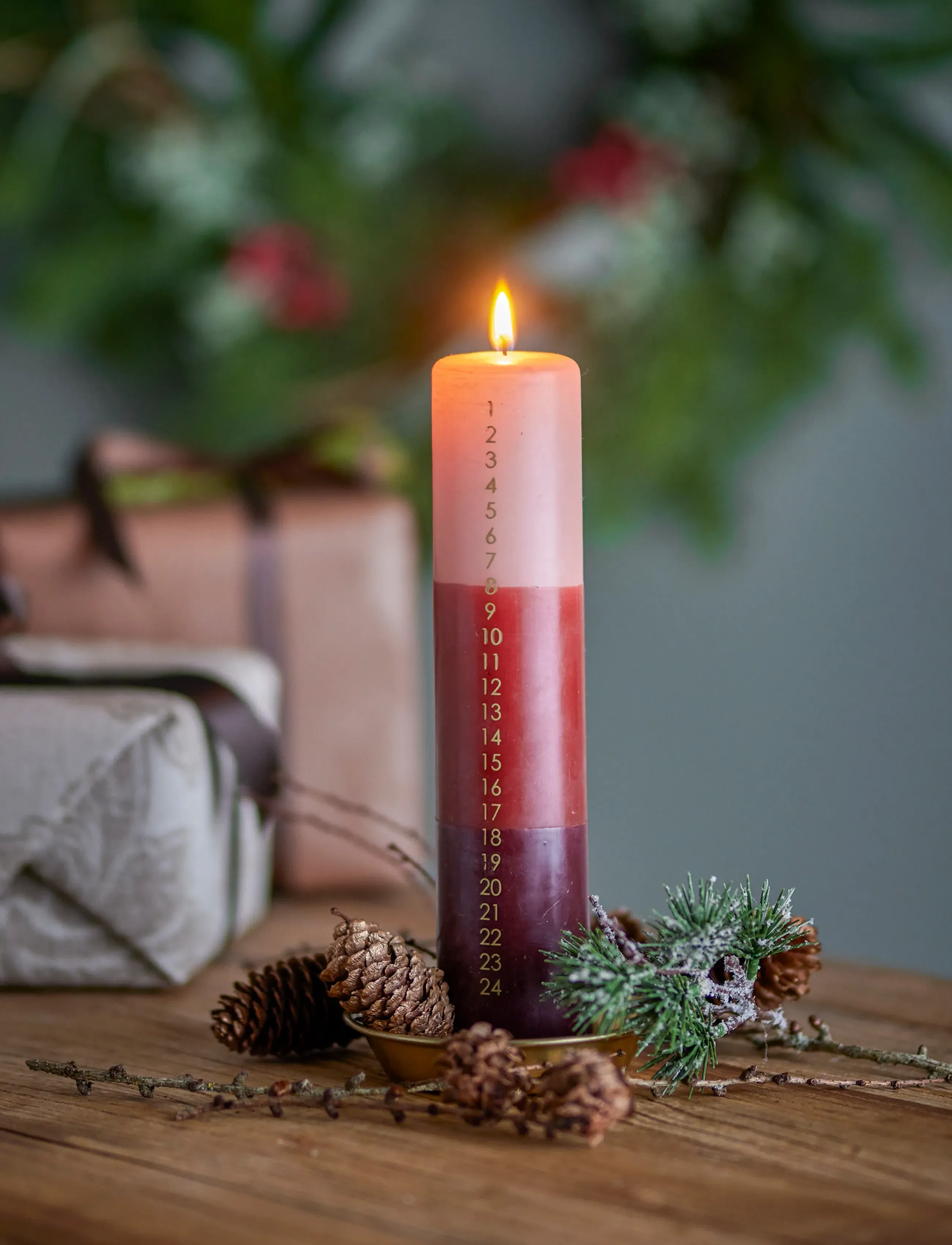 Bloomingville - Dip Dye Candle - red - 2