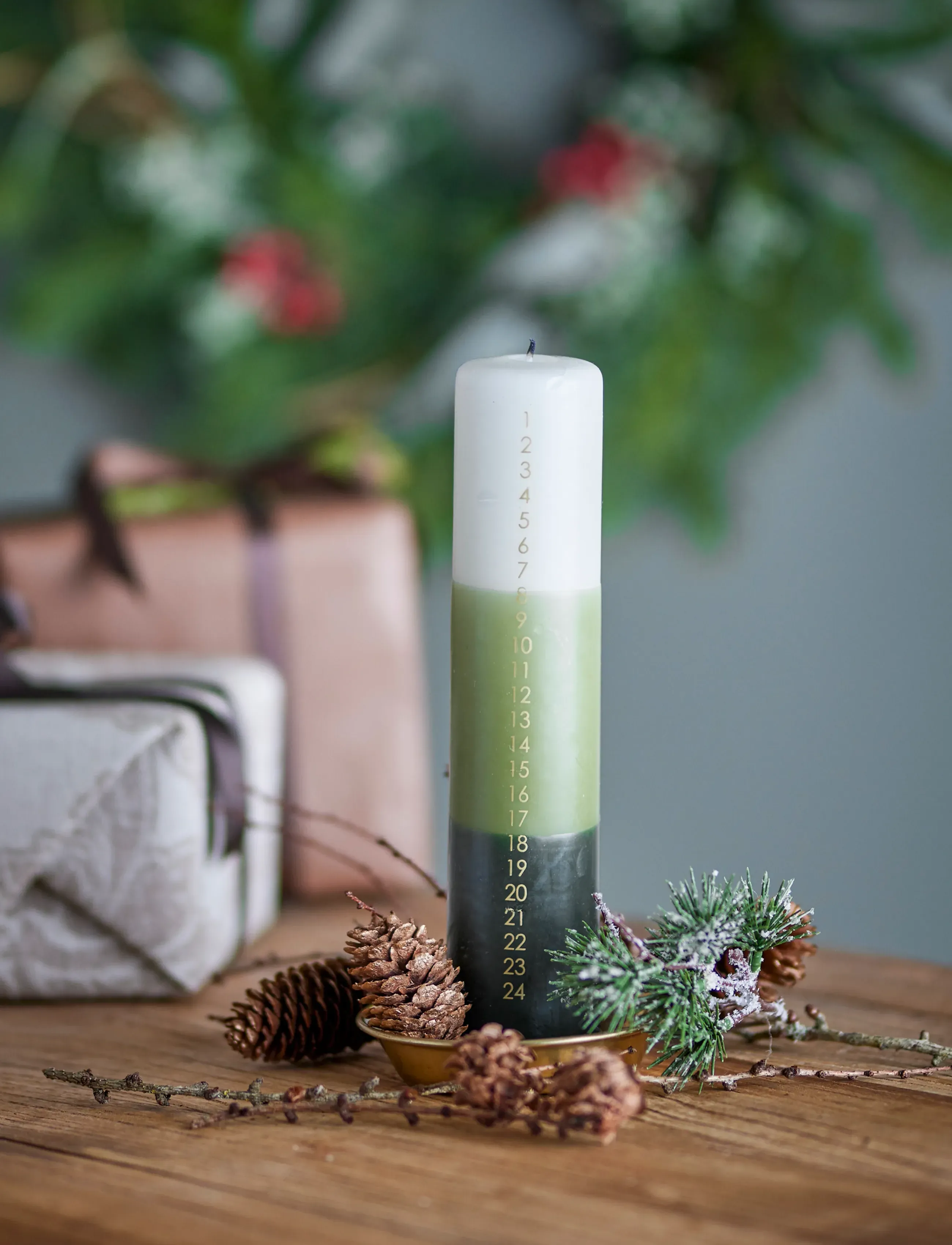 Bloomingville - Dip Dye Candle - green - 1