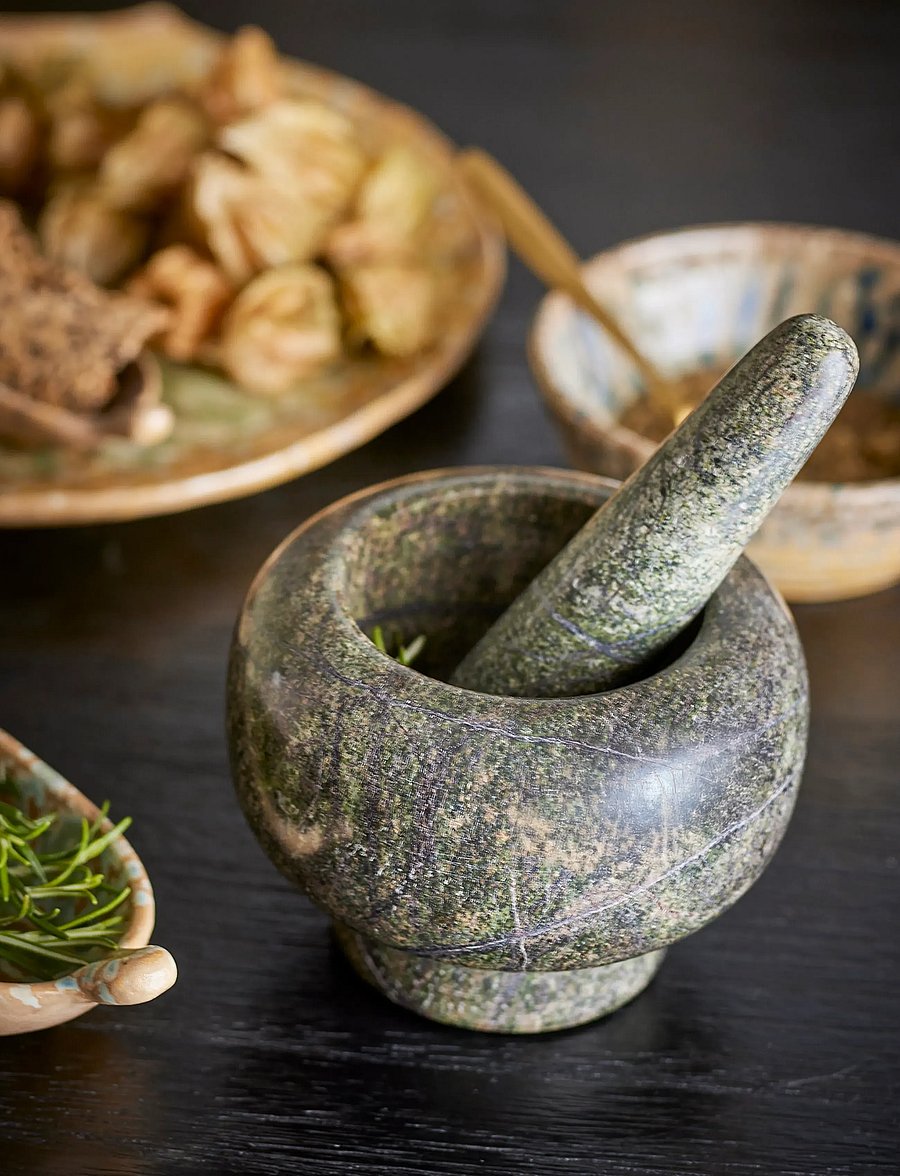 Bloomingville - Arazo Mortar & Pestle, Green, Marble - uhmrid ja uhmrinuiad - green - 0