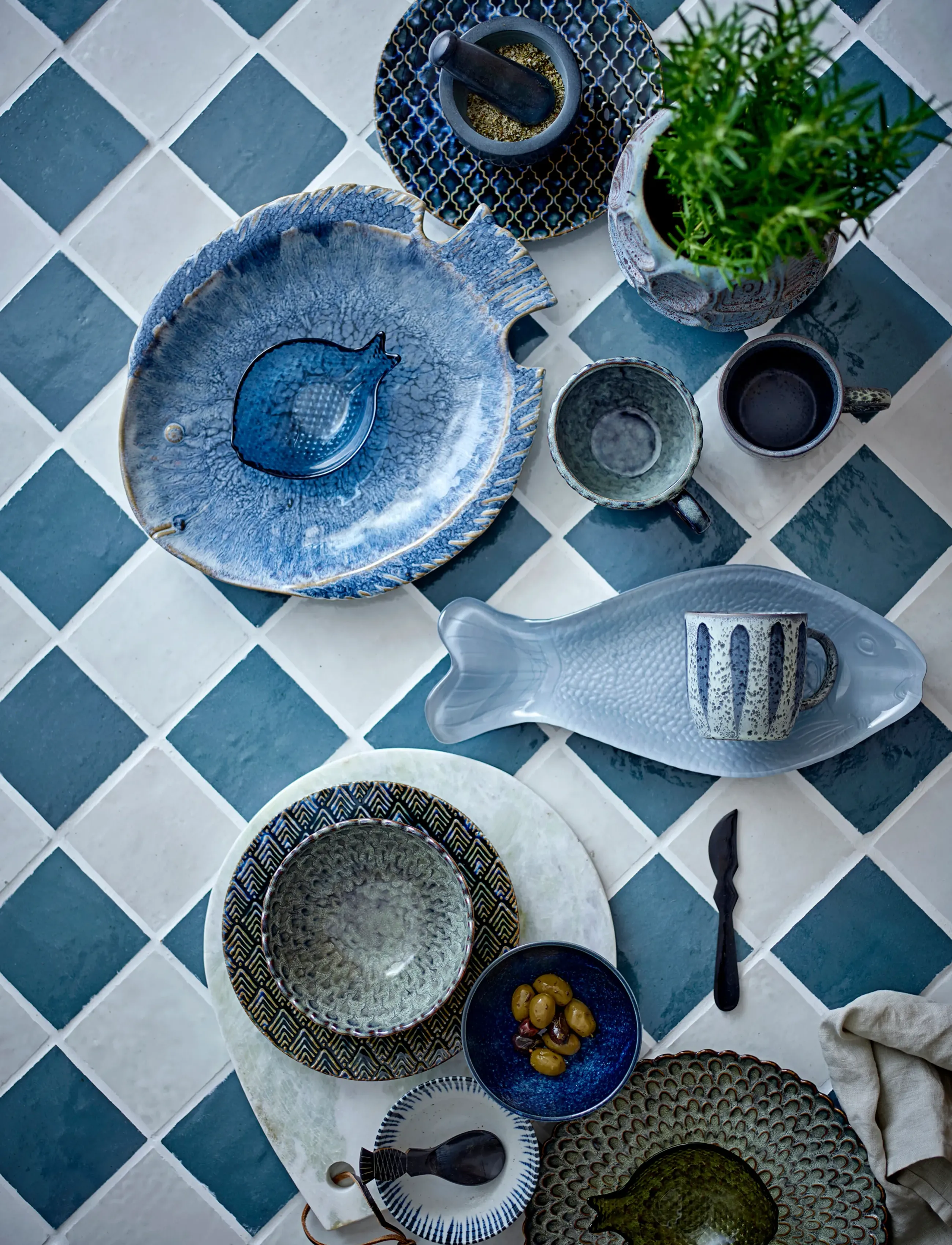 Bloomingville Yuta Bowl, 120 ml, Bowls & Serving Dishes, Mehrfarbig/gemustert - Bowls, Homeware