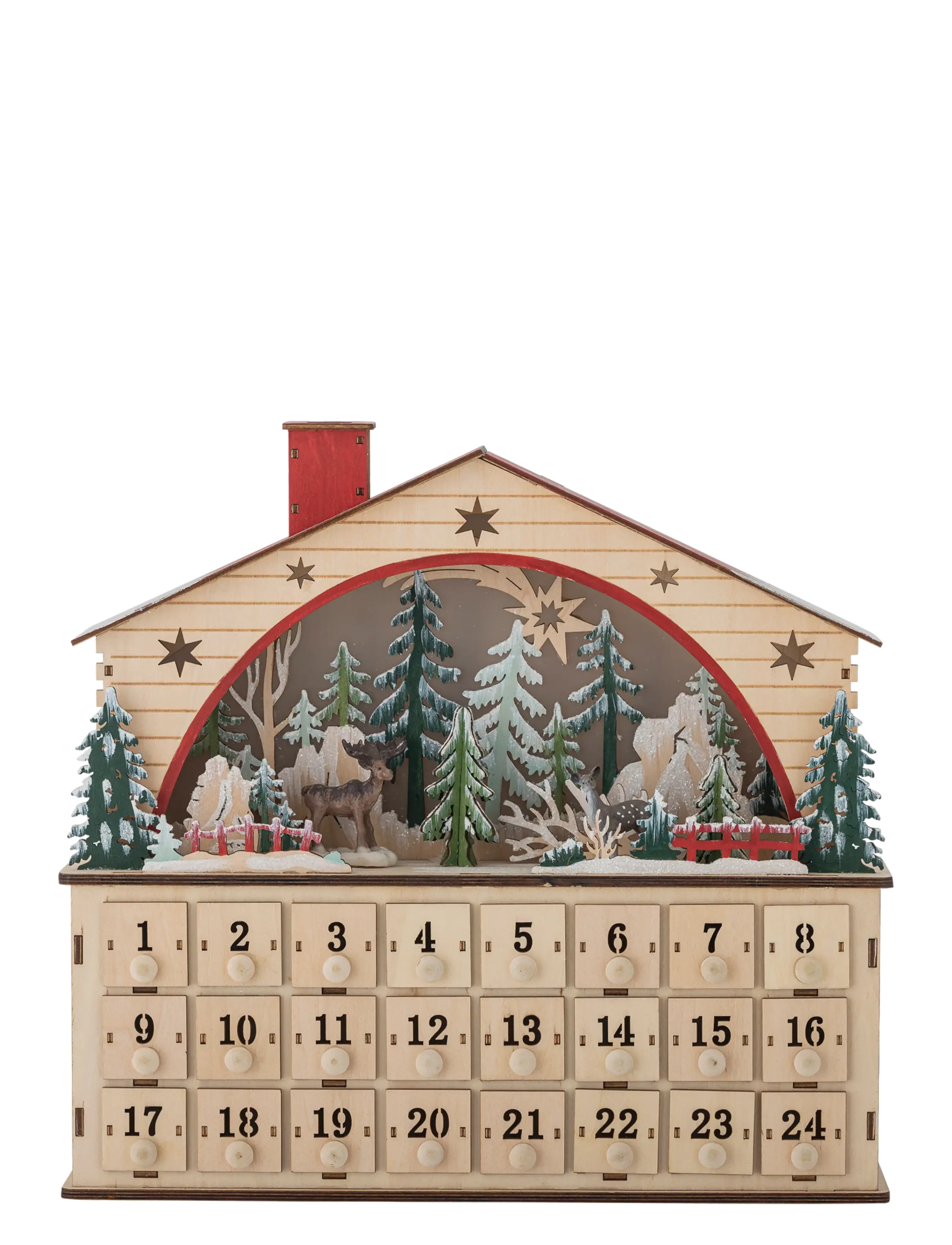 Bloomingville Melvin Calendar w/Light - Weihnachten - NATURAL / beige