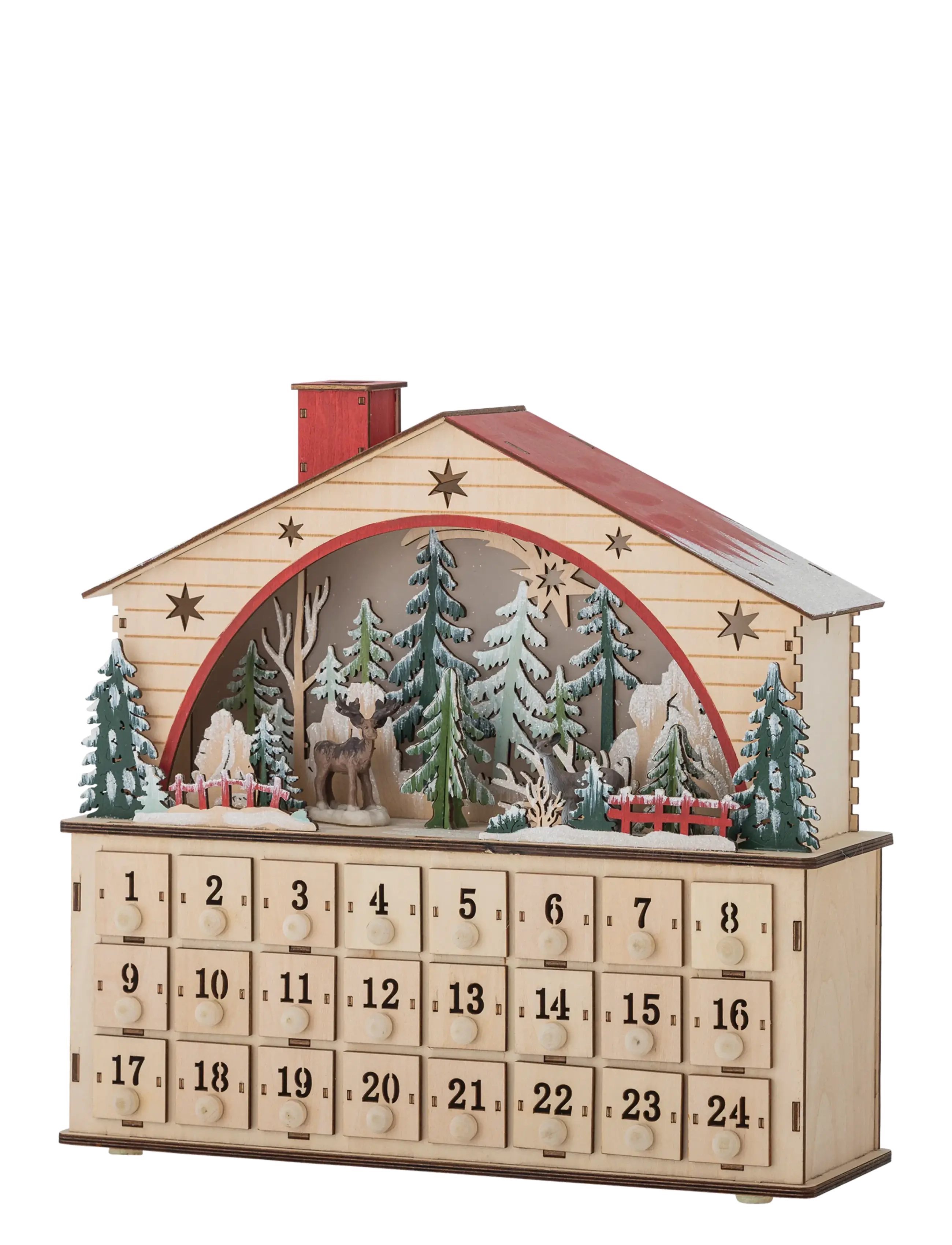 Bloomingville - Melvin Calendar w/Light - weihnachtsdekoration - natural - 3