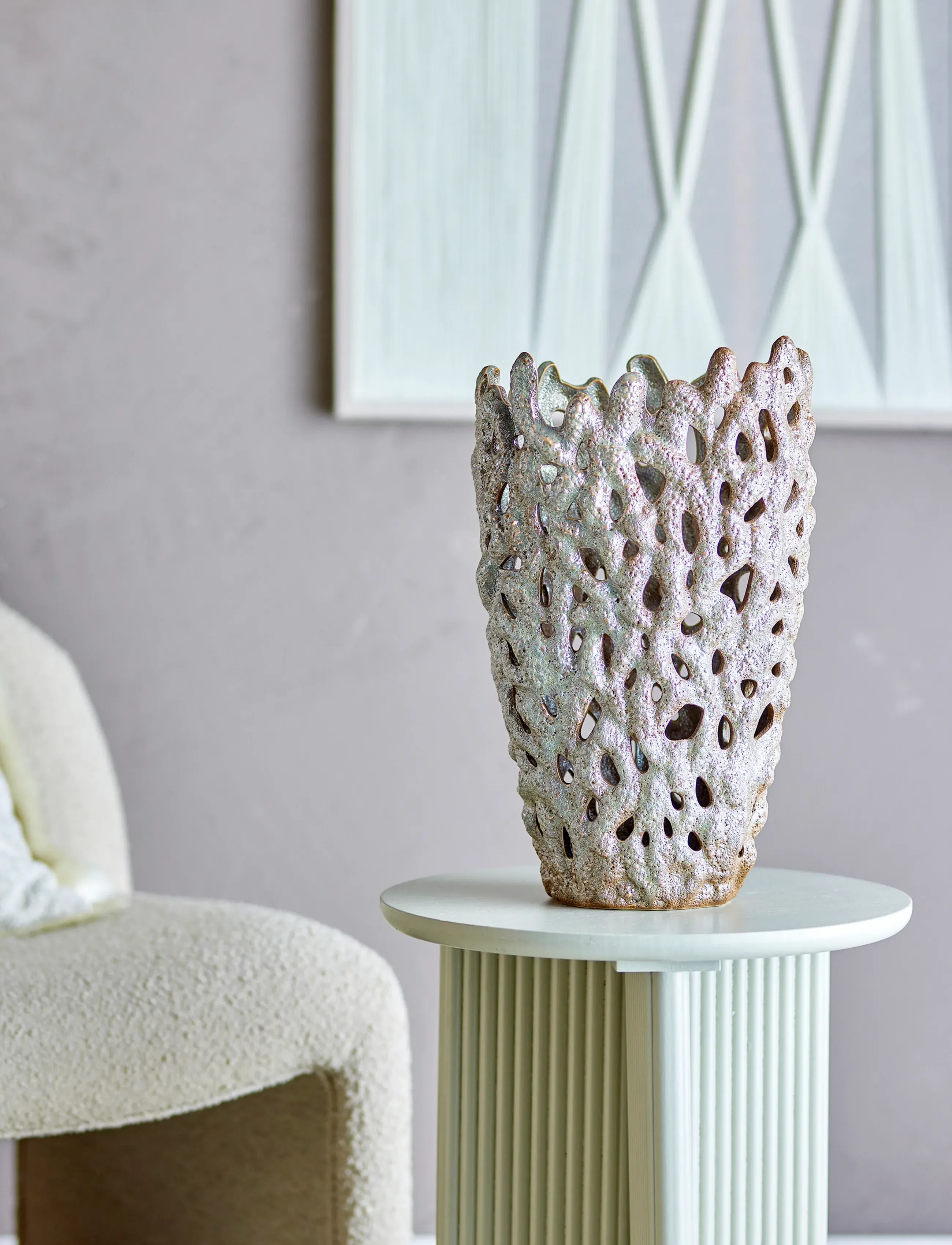 Bloomingville Eunice Deco Vase, Ø 22.5 cm, White, Vases > Other Vases, Unisex