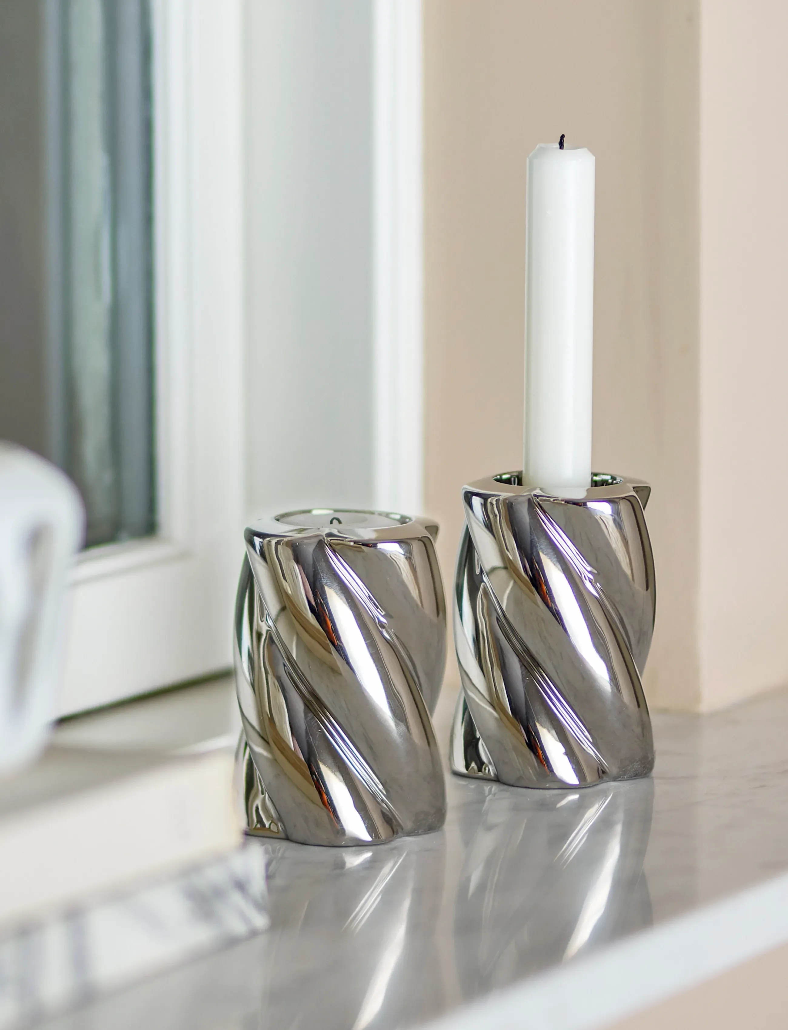 Bloomingville Silvia Candle Holder, Ø 7 cm, Candlesticks & Lanterns, Silber - Candlesticks, Homeware